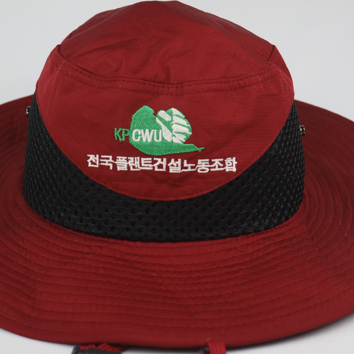 Thrifted Mesh Boonie Hat with Snaps - Red/Black (58-60cm)