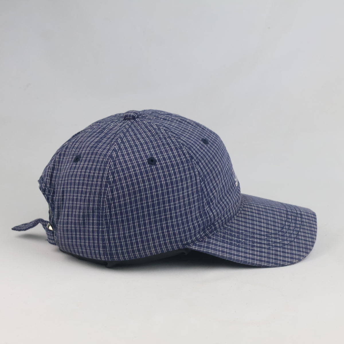thrifted Retro Blue Plaid Adjustable Strapback Hat (58-60 cm) | 10332