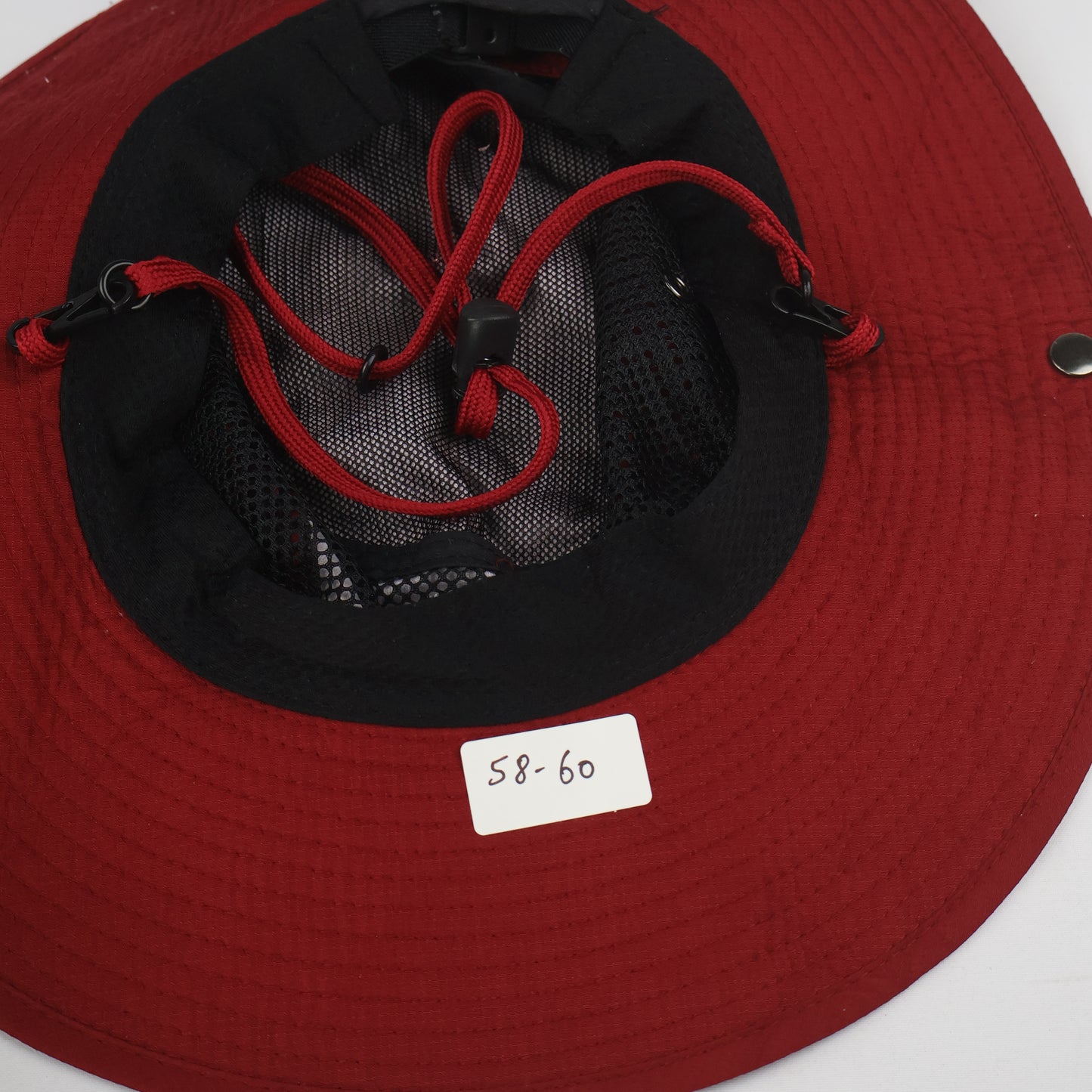 Thrifted Mesh Boonie Hat with Snaps - Red/Black (58-60cm)