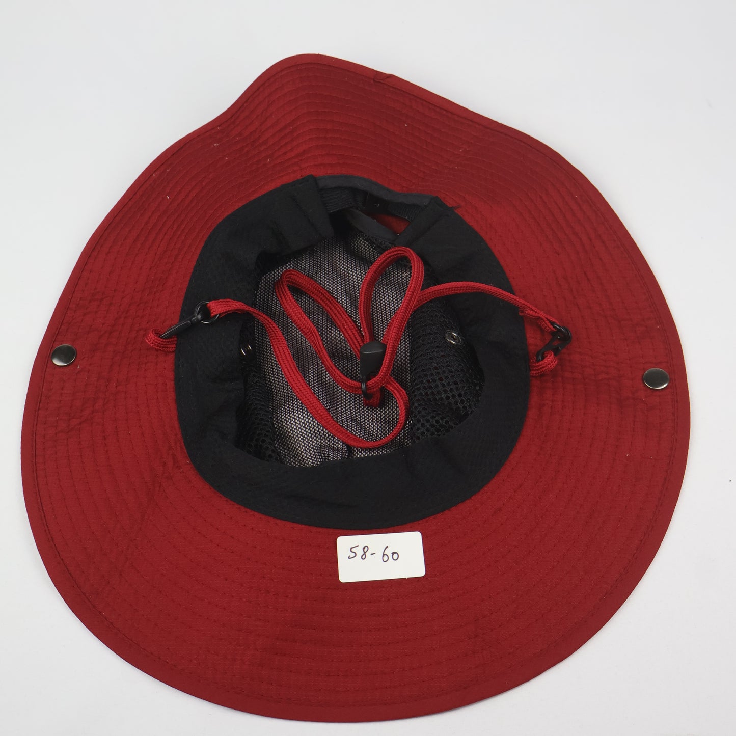 Thrifted Mesh Boonie Hat with Snaps - Red/Black (58-60cm)