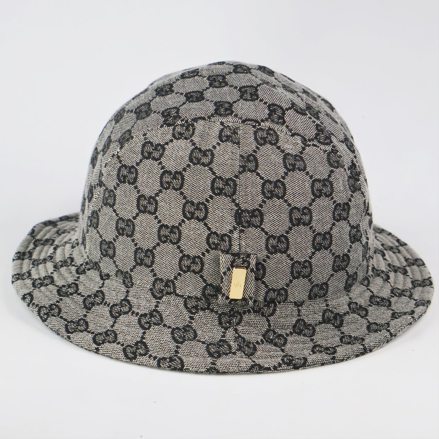 Gucci Made in Italy GG Logo Bucket Thrifted Hat with Gold-Tone Hardware