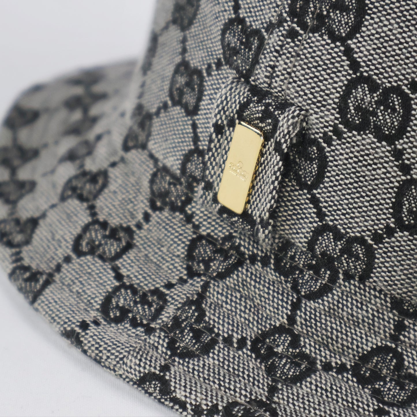 Gucci Made in Italy GG Logo Bucket Thrifted Hat with Gold-Tone Hardware