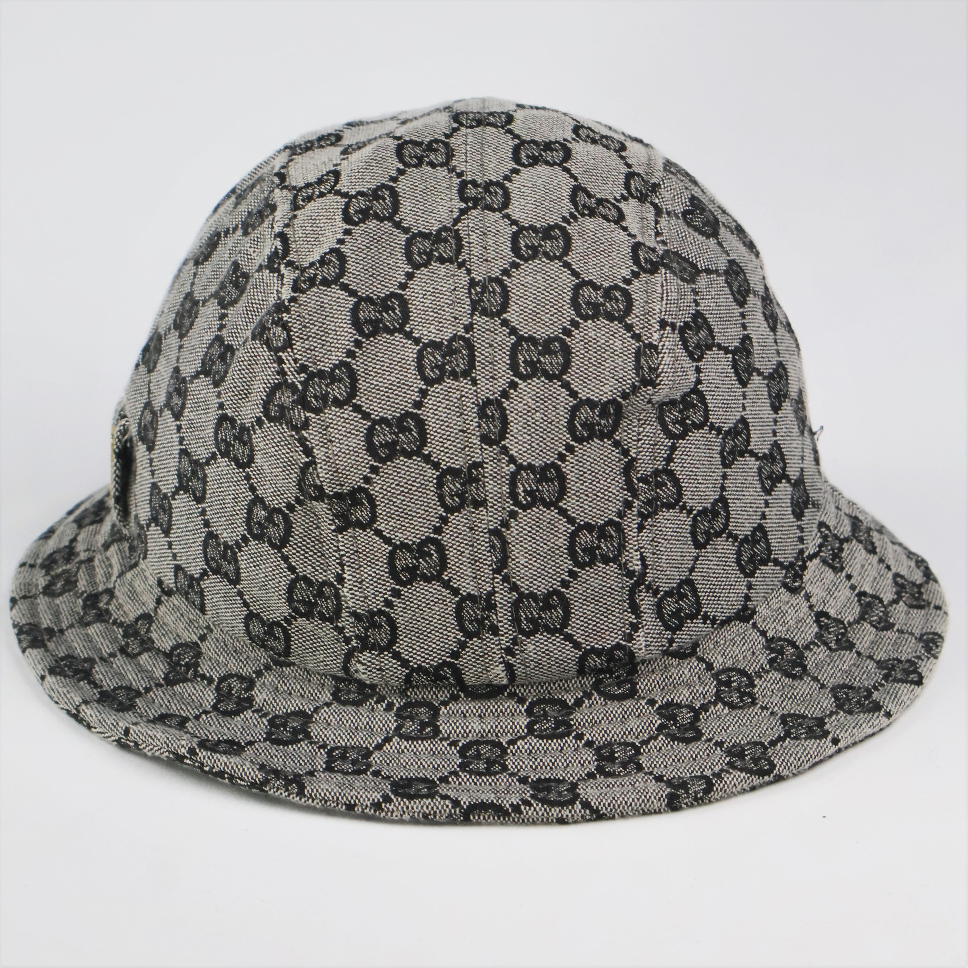 Gucci Made in Italy GG Logo Bucket Thrifted Hat with Gold-Tone Hardware