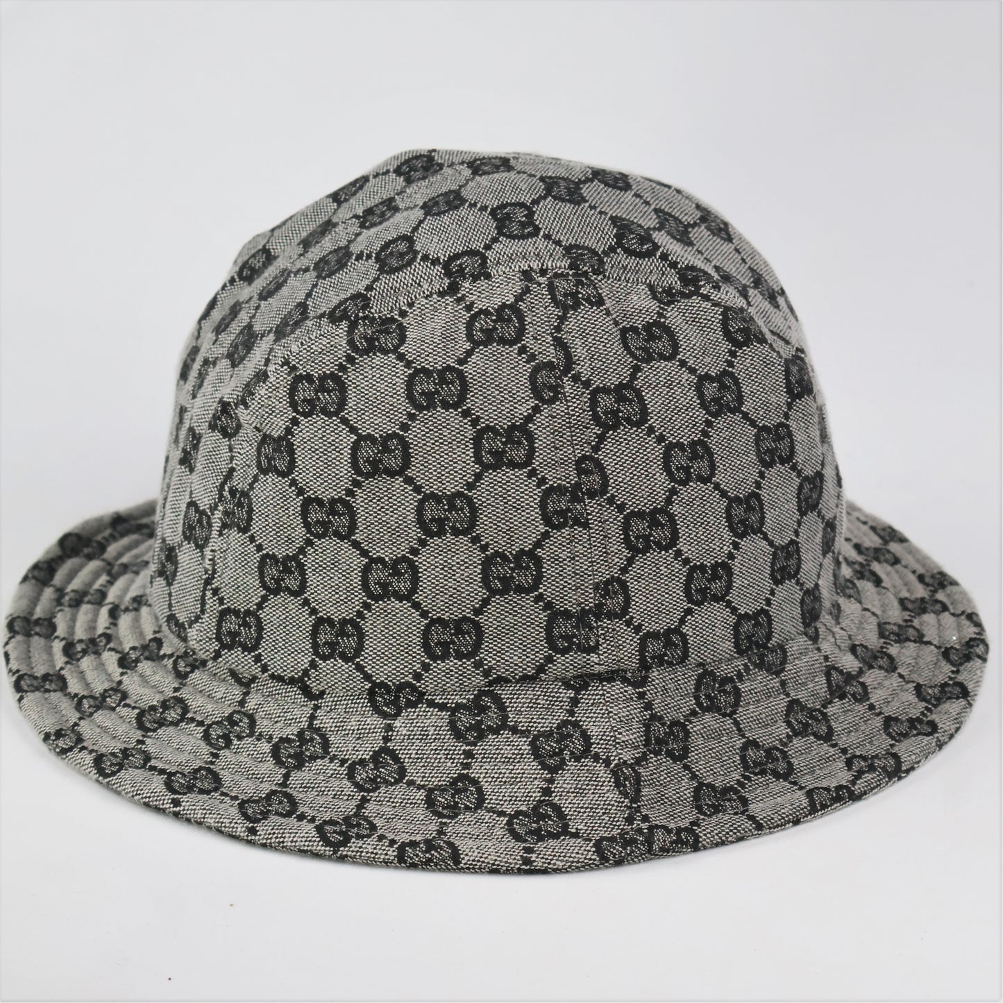 Gucci Made in Italy GG Logo Bucket Thrifted Hat with Gold-Tone Hardware