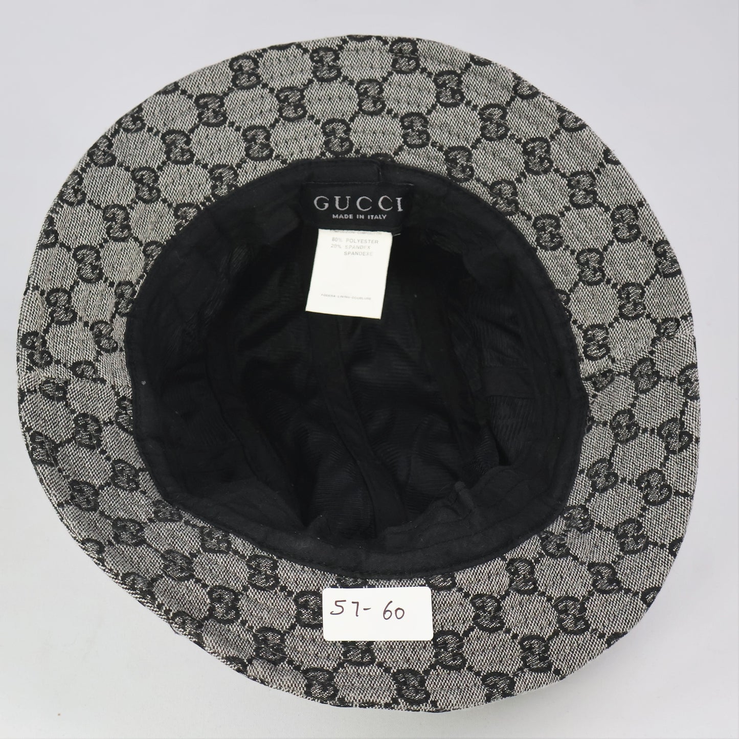 Gucci Made in Italy GG Logo Bucket Thrifted Hat with Gold-Tone Hardware