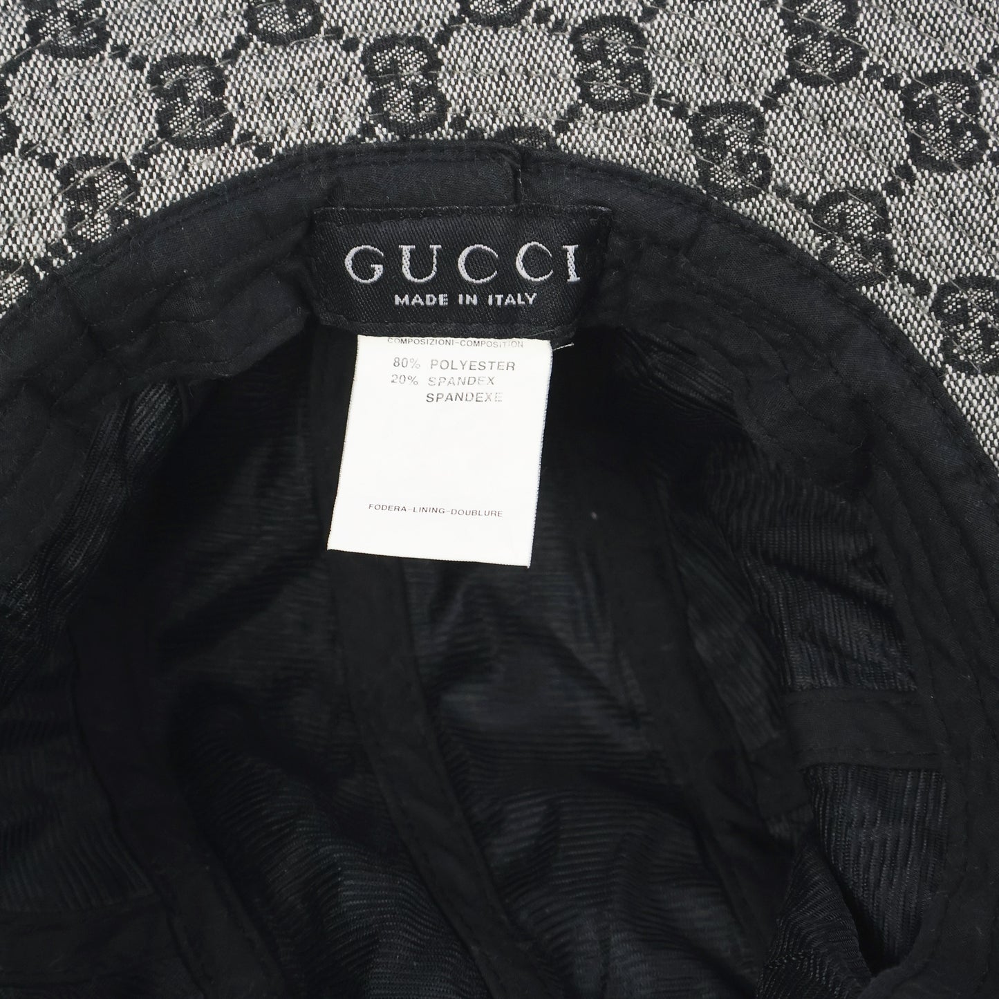 Gucci Made in Italy GG Logo Bucket Thrifted Hat with Gold-Tone Hardware