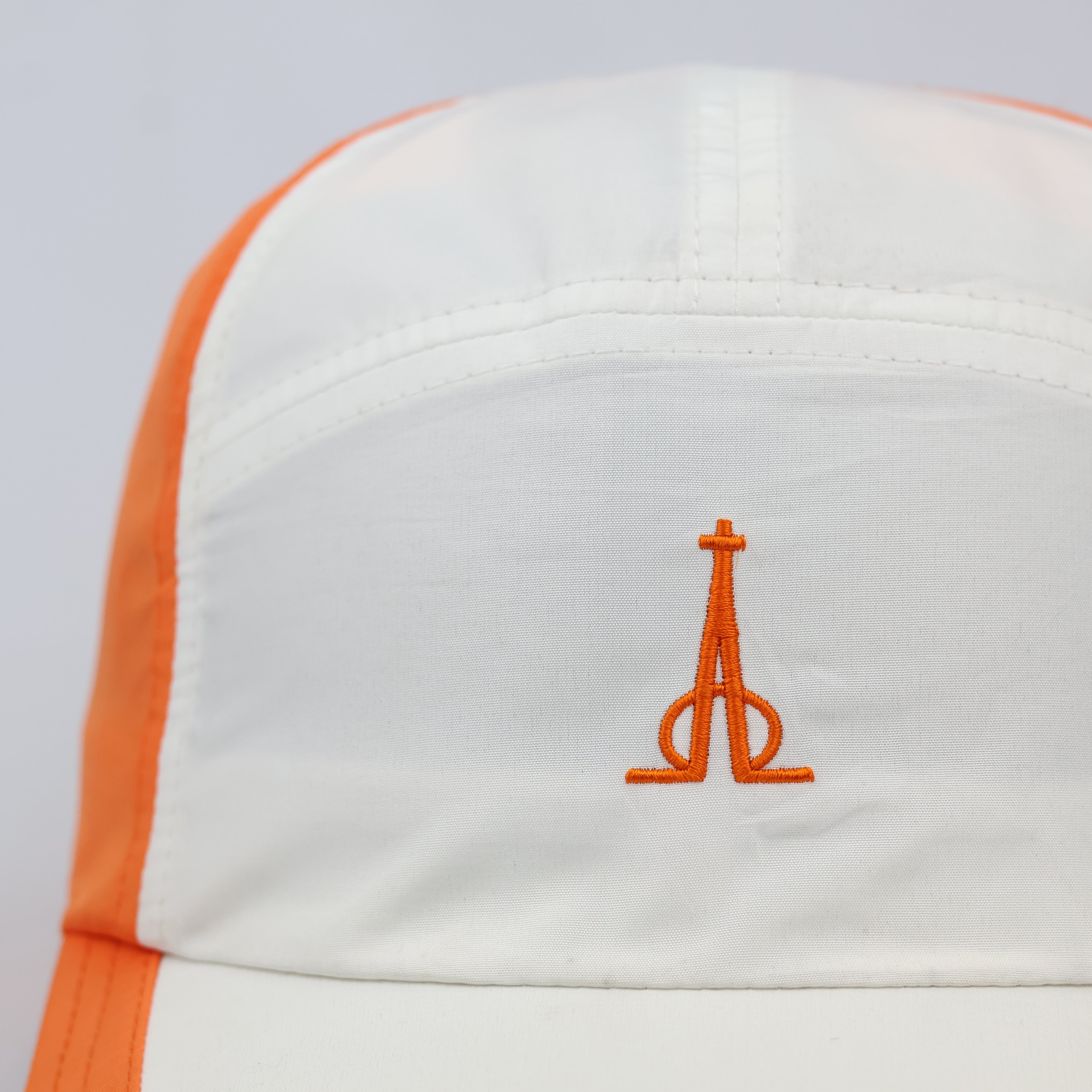 Retro Orange 5-Panel Strapback Cap with Tower Emblem