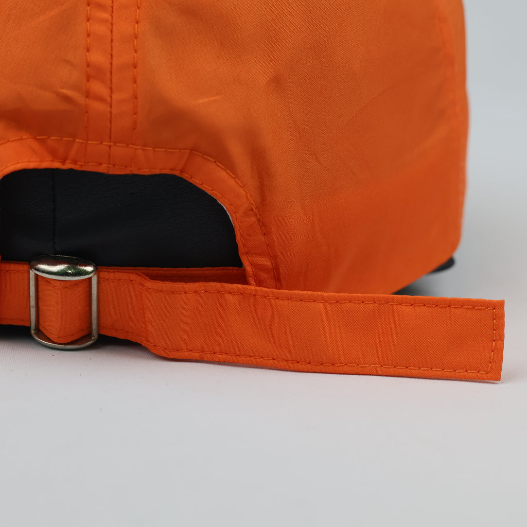 Retro Orange 5-Panel Strapback Cap with Tower Emblem