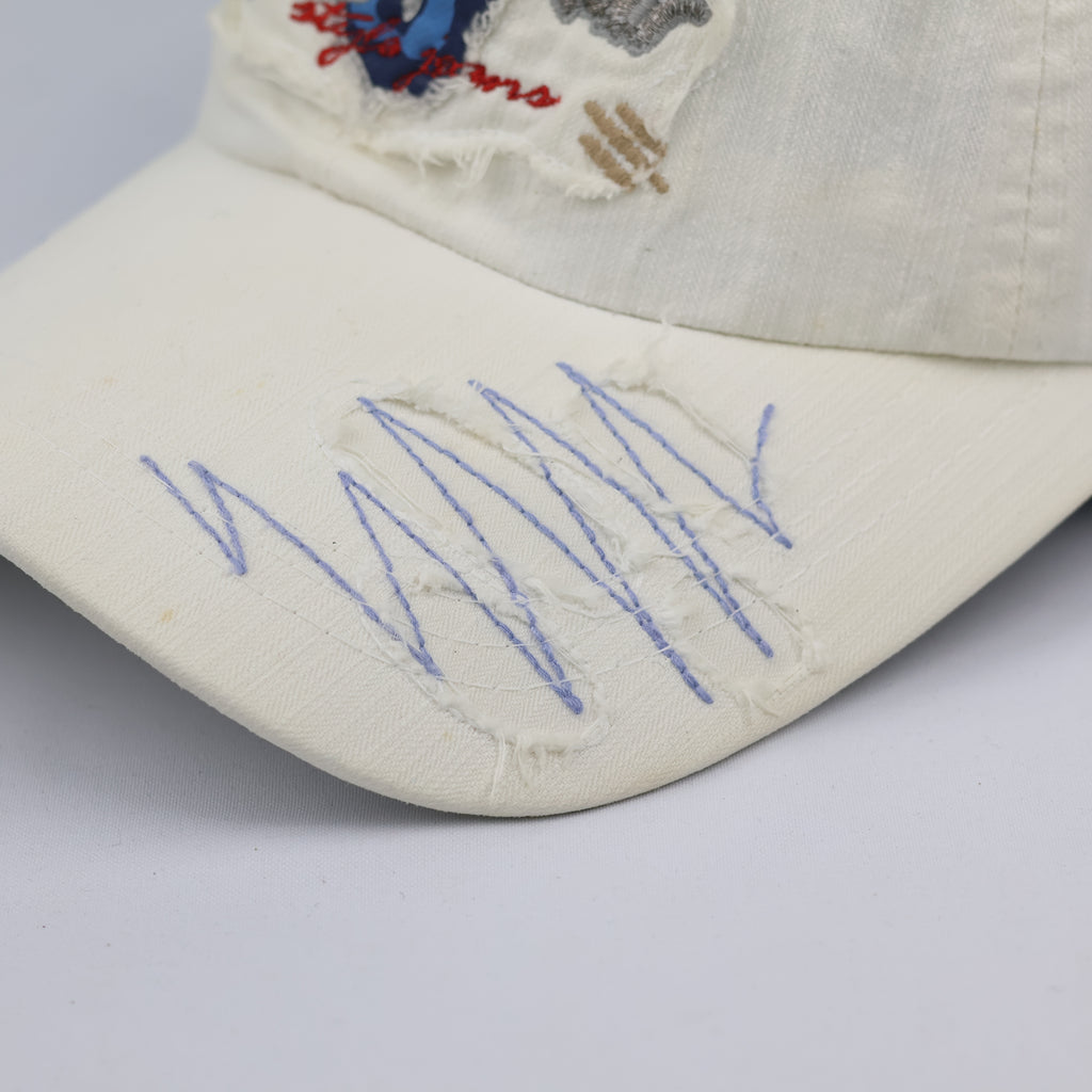 Thrifted Y2K Style Distressed Graphic Cream Dad Hat