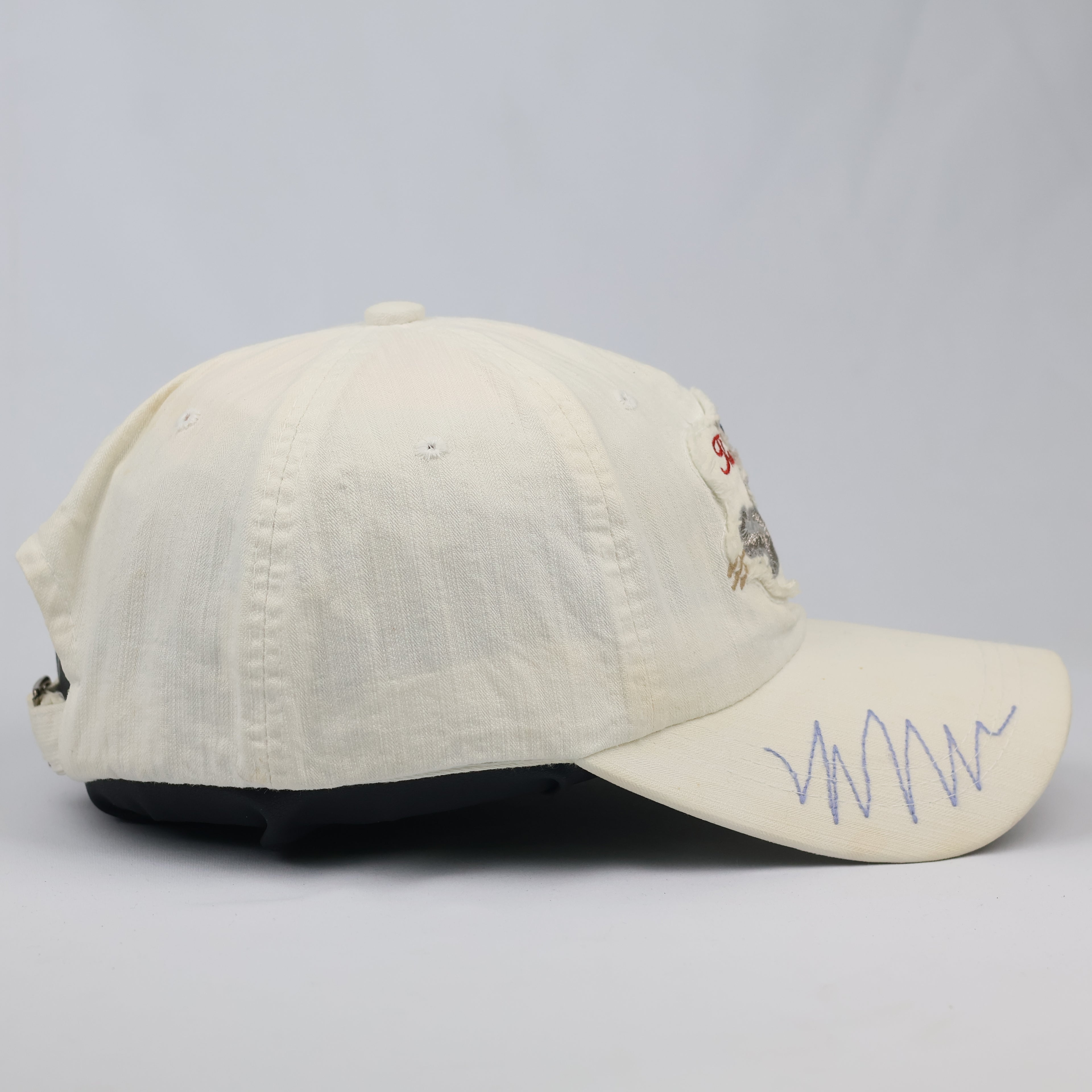 Thrifted Y2K Style Distressed Graphic Cream Dad Hat