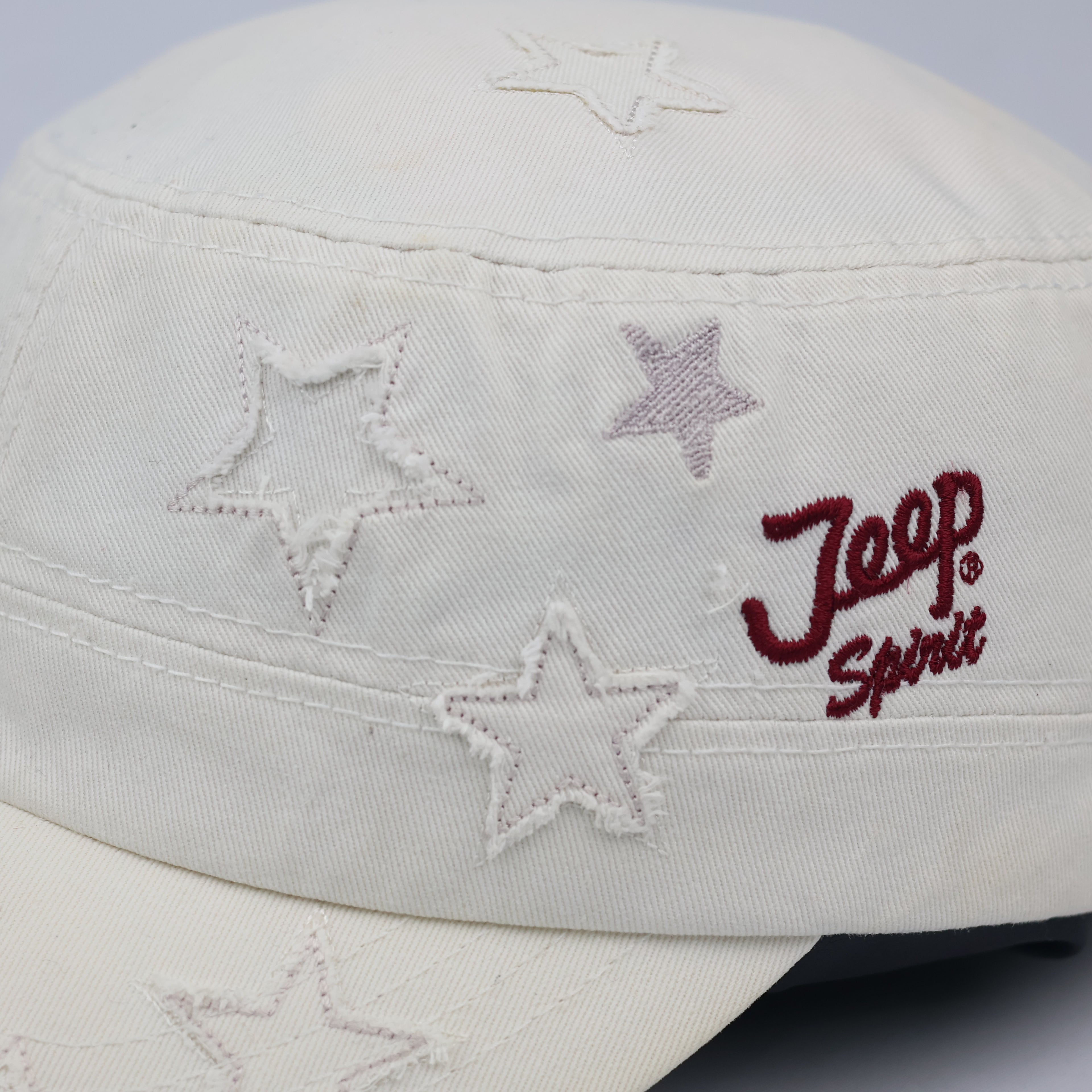 Thrifted Jeep Spirit Embroidered Star Cream Army Style Hat