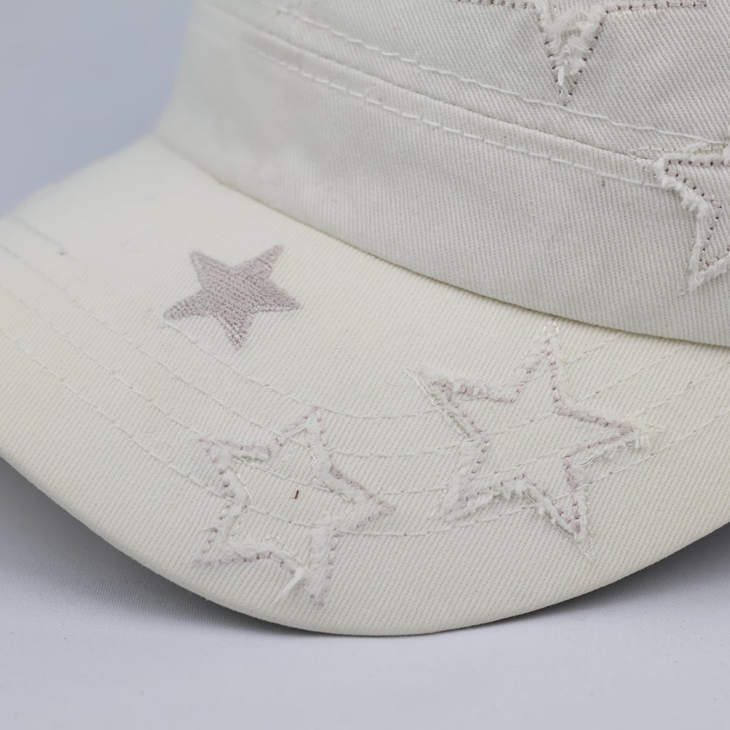 Thrifted Jeep Spirit Embroidered Star Cream Army Style Hat