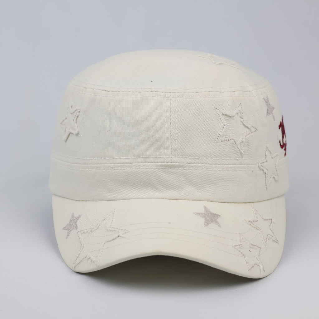 Thrifted Jeep Spirit Embroidered Star Cream Army Style Hat