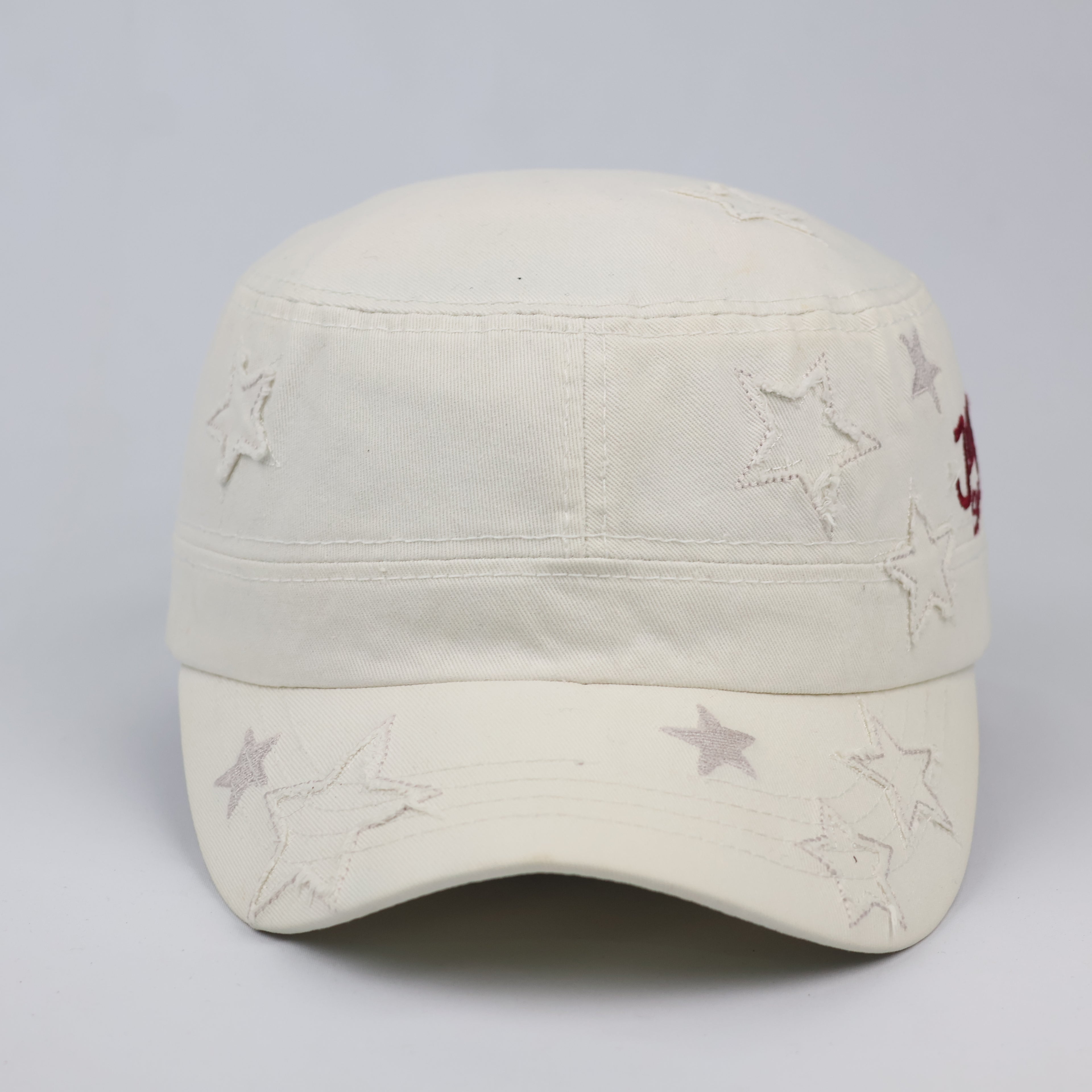 Thrifted Jeep Spirit Embroidered Star Cream Army Style Hat