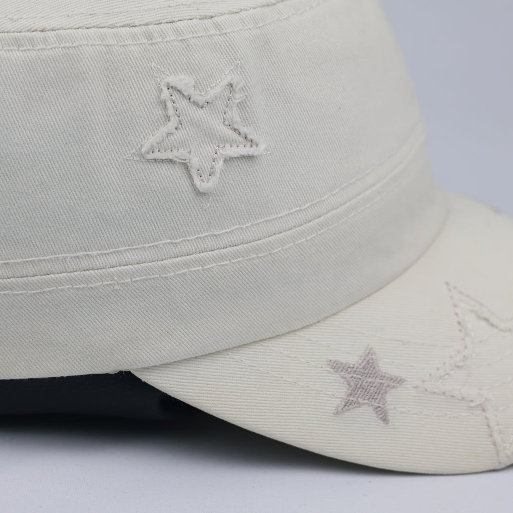 Thrifted Jeep Spirit Embroidered Star Cream Army Style Hat