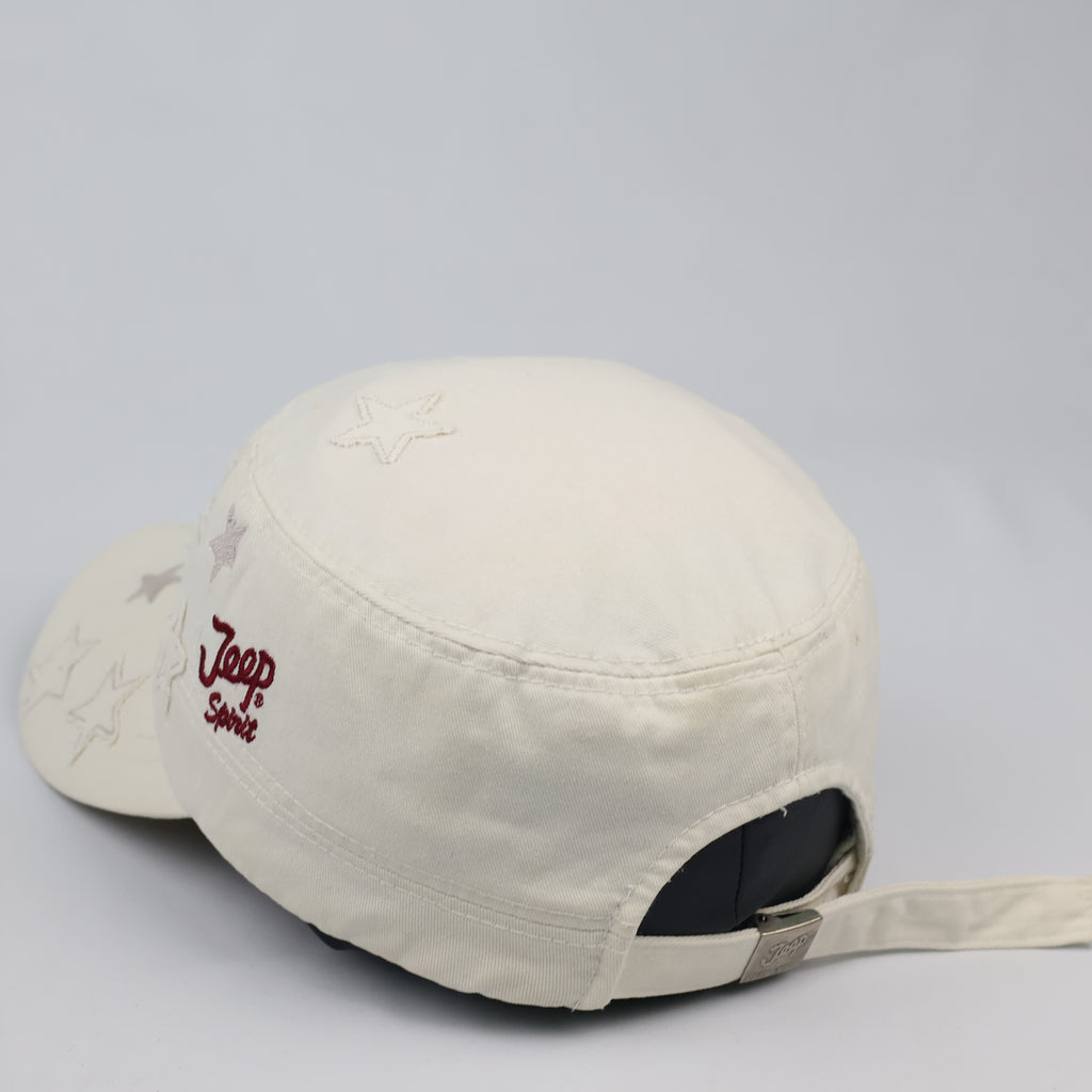 Thrifted Jeep Spirit Embroidered Star Cream Army Style Hat