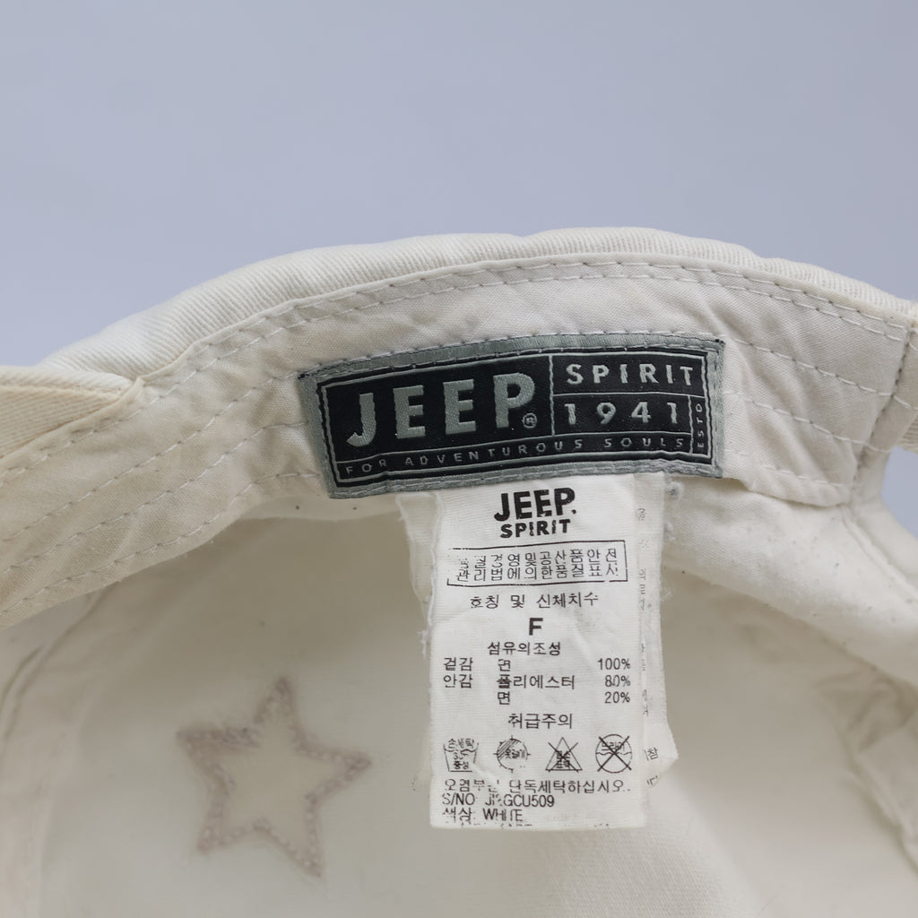 Thrifted Jeep Spirit Embroidered Star Cream Army Style Hat
