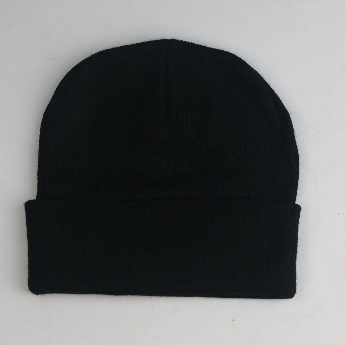thrifted Retro Black Skull Cap Cuffed Winter Beanie Adult Size
