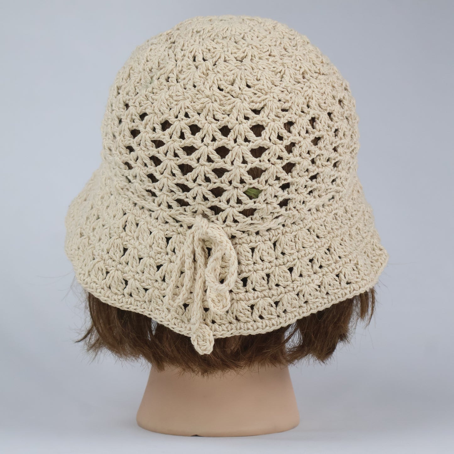 Hand-Woven Style Crochet Bucket Hat - Ecru/Beige (One Size)