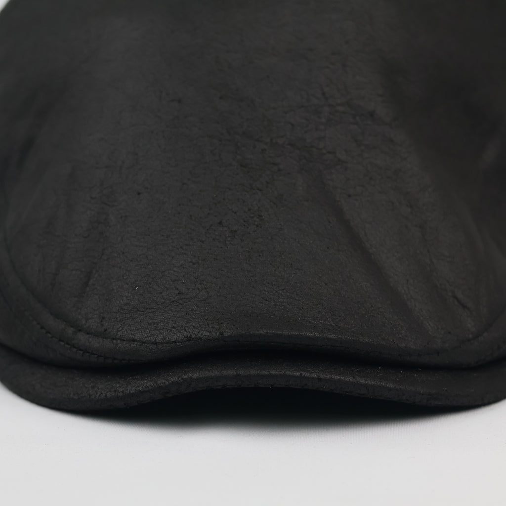 Vintage Hologramme Black Faux Leather Flat Cap - Size 58 cm