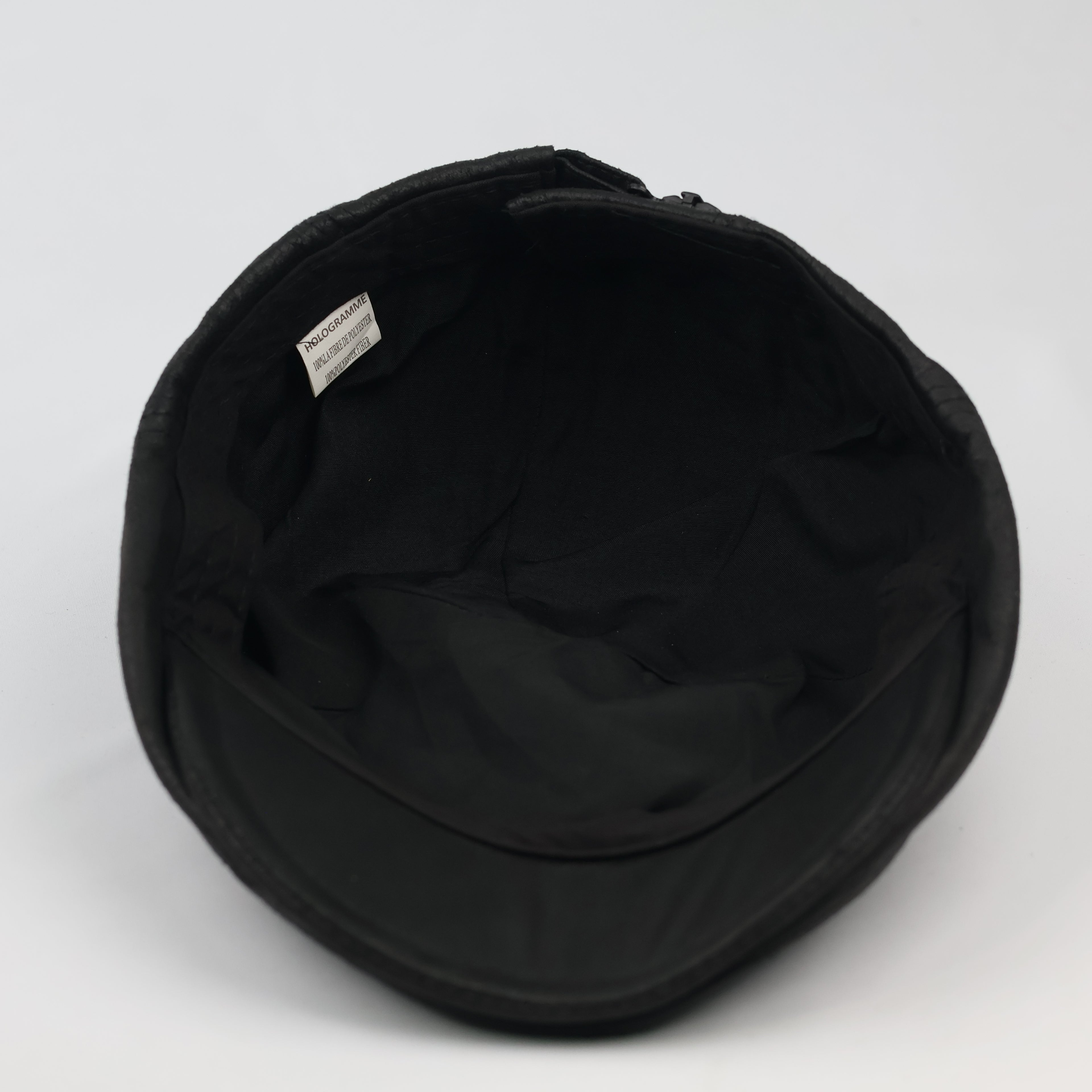 Vintage Hologramme Black Faux Leather Flat Cap - Size 58 cm