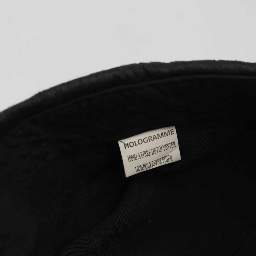Vintage Hologramme Black Faux Leather Flat Cap - Size 58 cm