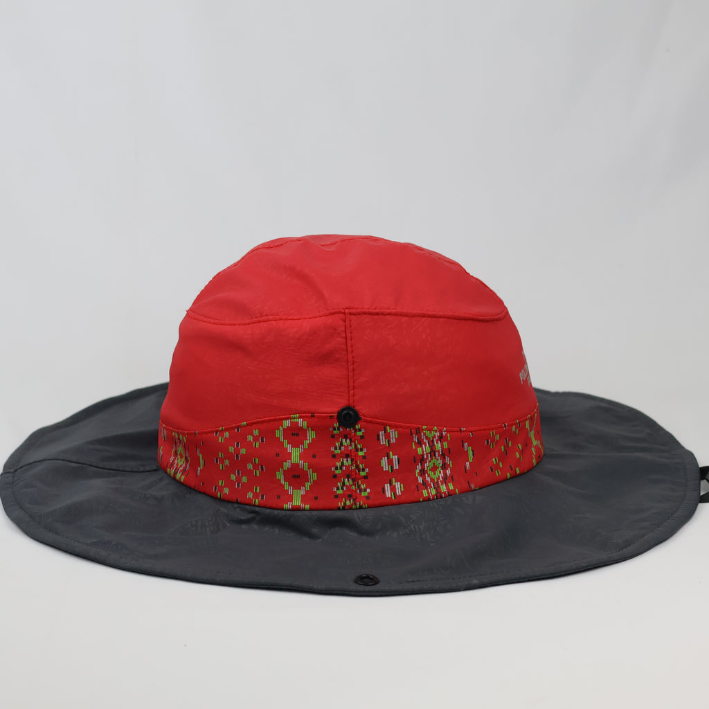 Thrifted Outdoor Wide Brim Sun Hat Red Grey Hiking Cap