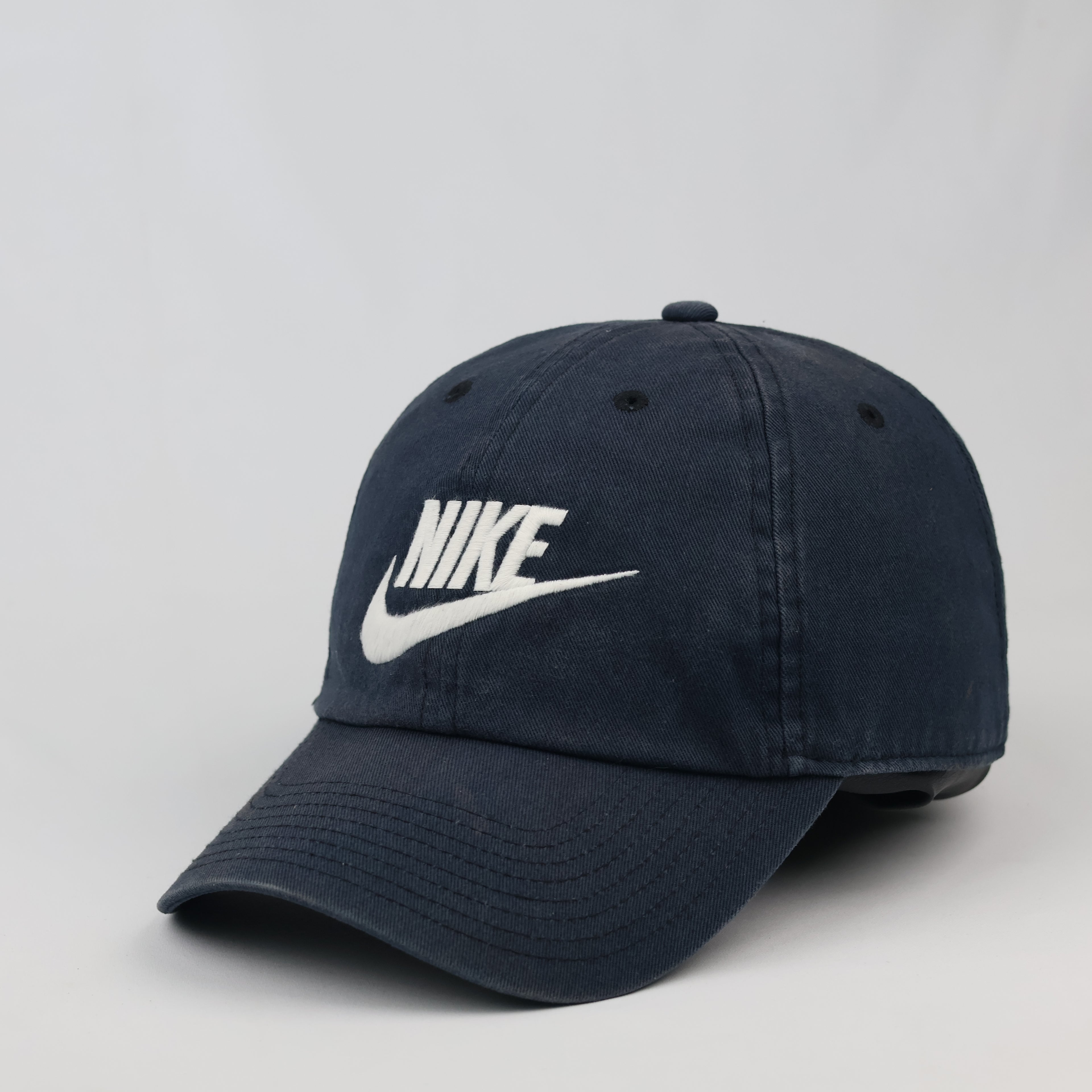 Thrifted Nike Swoosh Spellout Classic Navy Baseball Cap