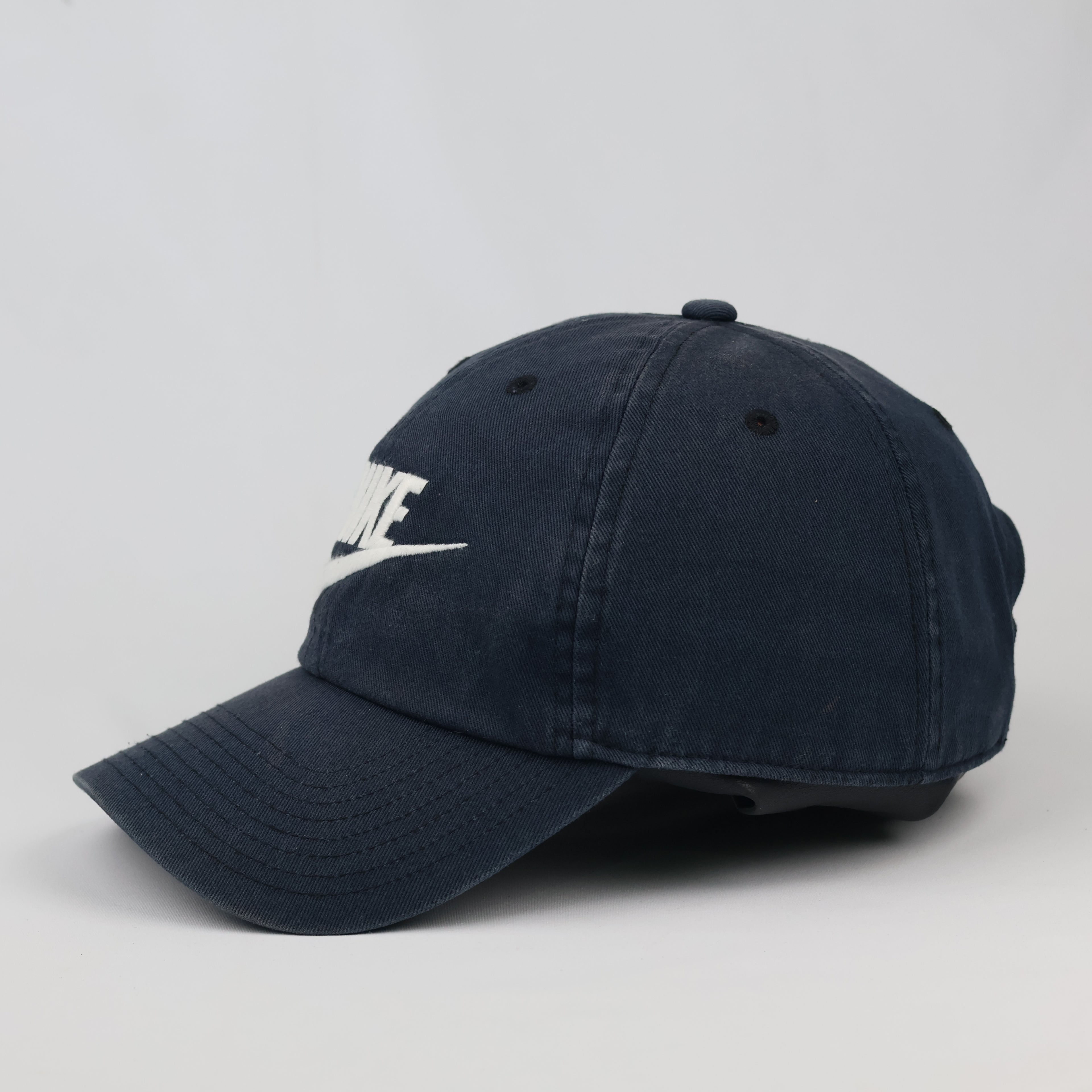 Thrifted Nike Swoosh Spellout Classic Navy Baseball Cap