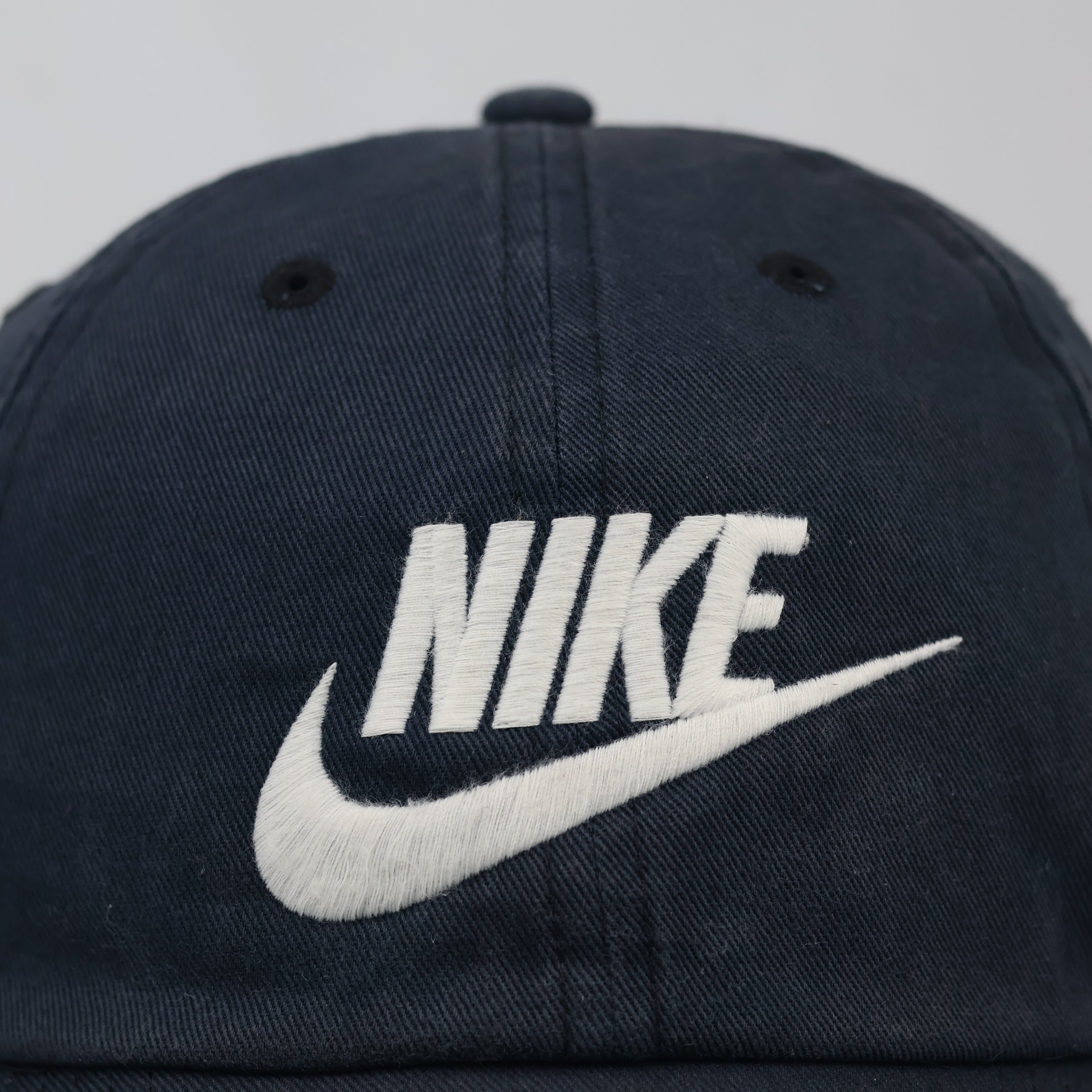 Thrifted Nike Swoosh Spellout Classic Navy Baseball Cap