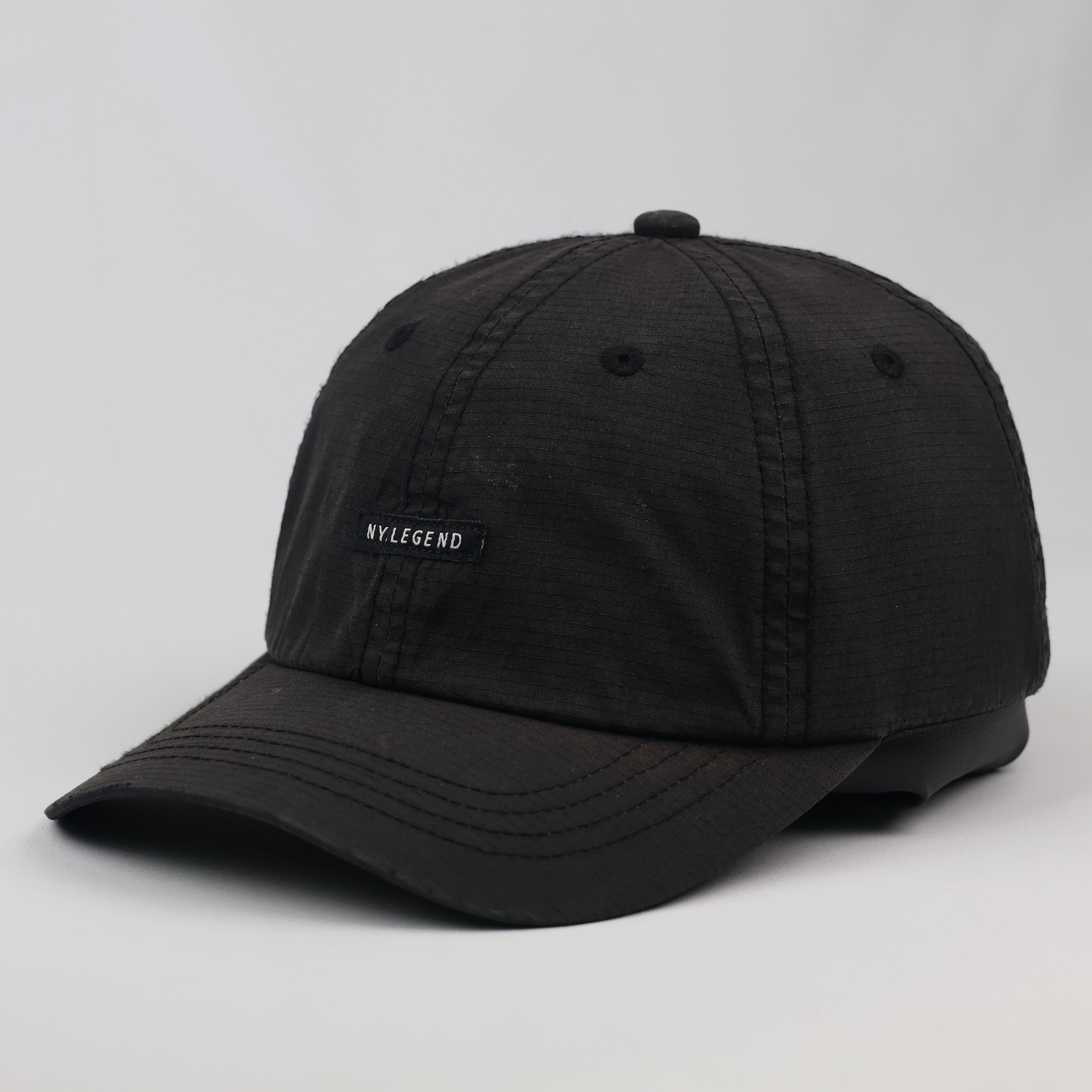 Thrifted NY Legend Minimalist Black Strapback Dad Hat