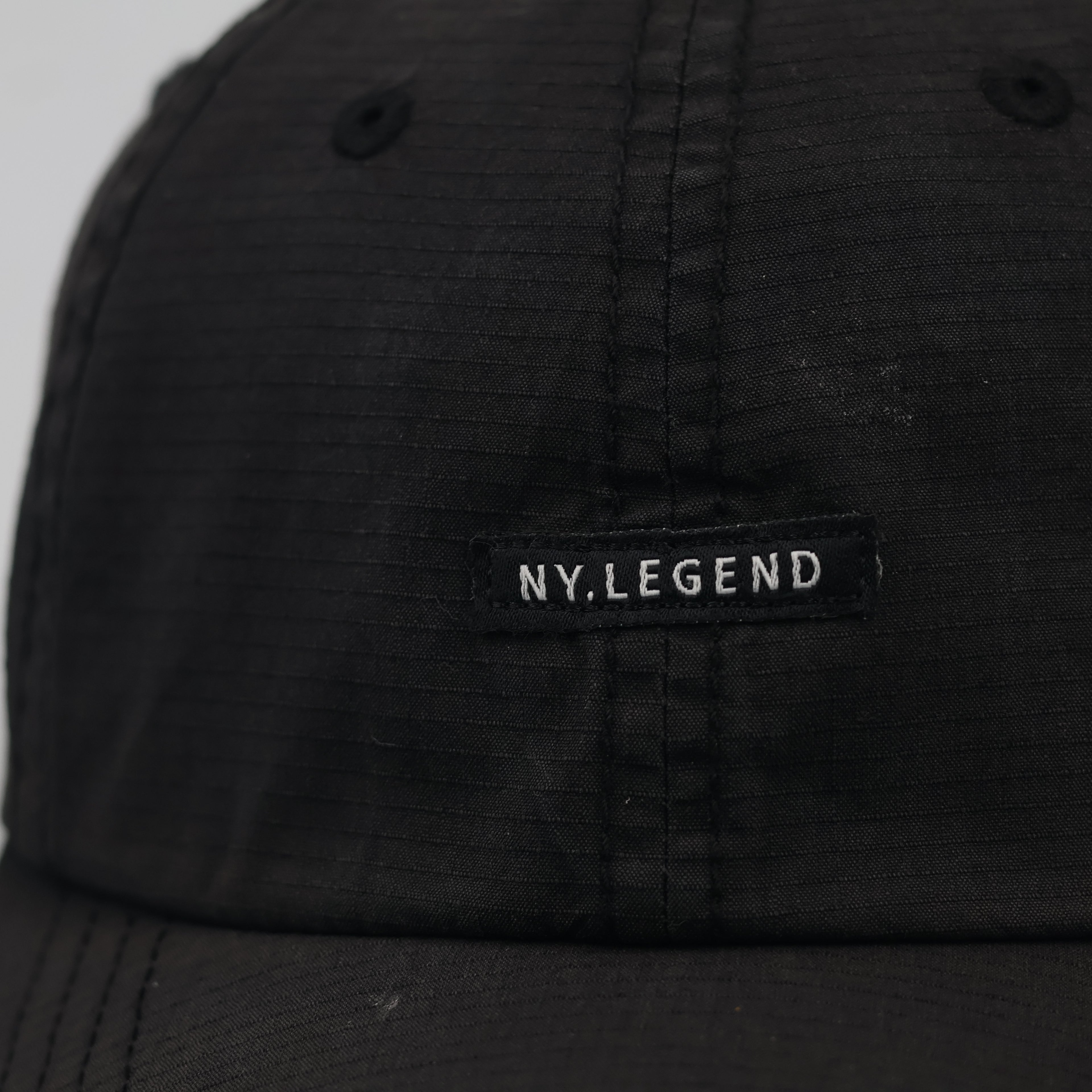 Thrifted NY Legend Minimalist Black Strapback Dad Hat