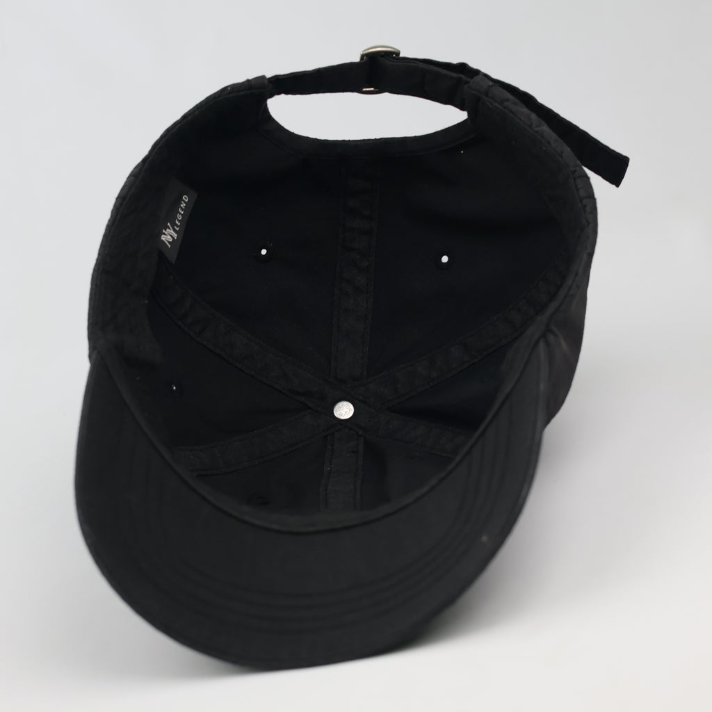 Thrifted NY Legend Minimalist Black Strapback Dad Hat