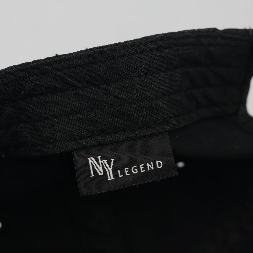Thrifted NY Legend Minimalist Black Strapback Dad Hat