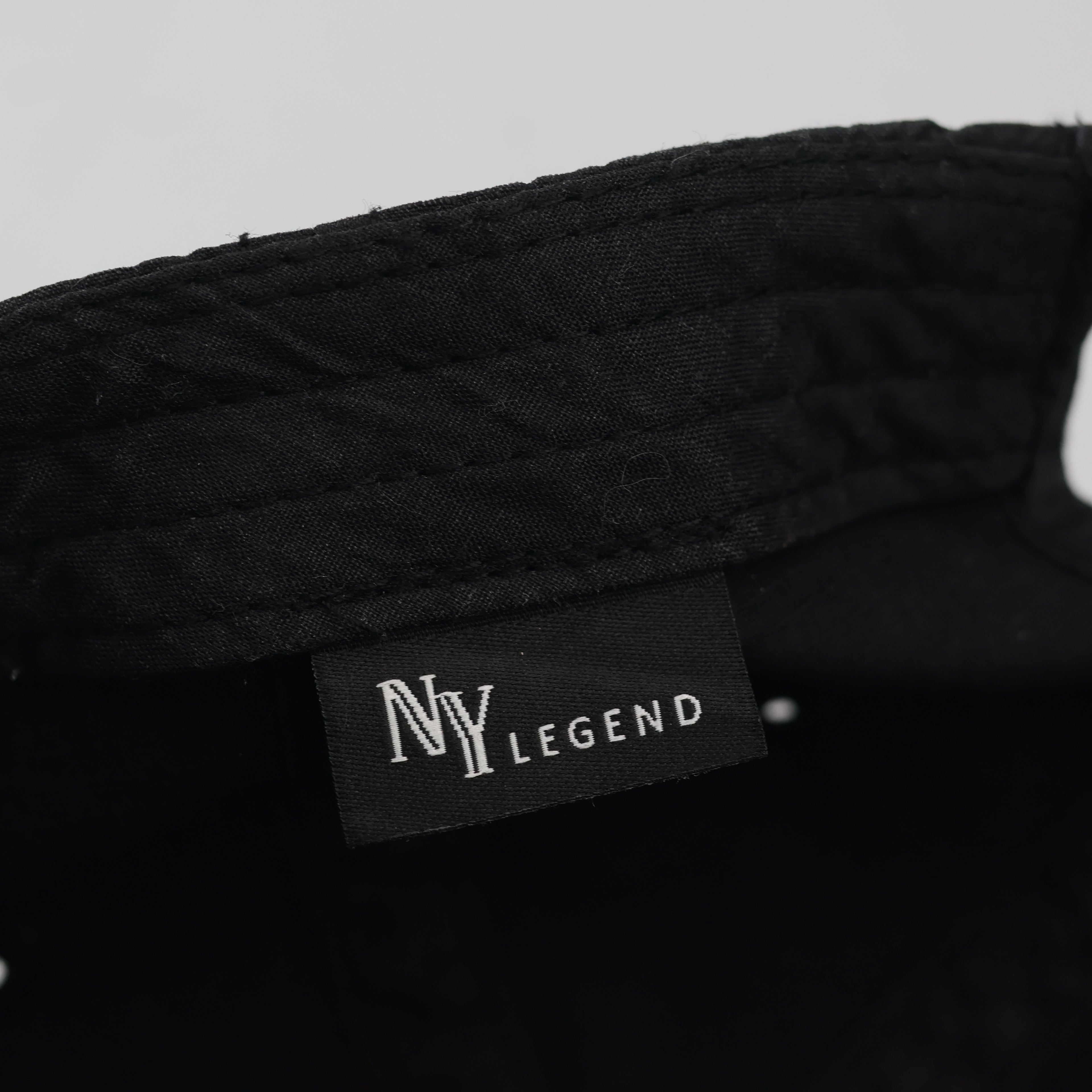 Thrifted NY Legend Minimalist Black Strapback Dad Hat