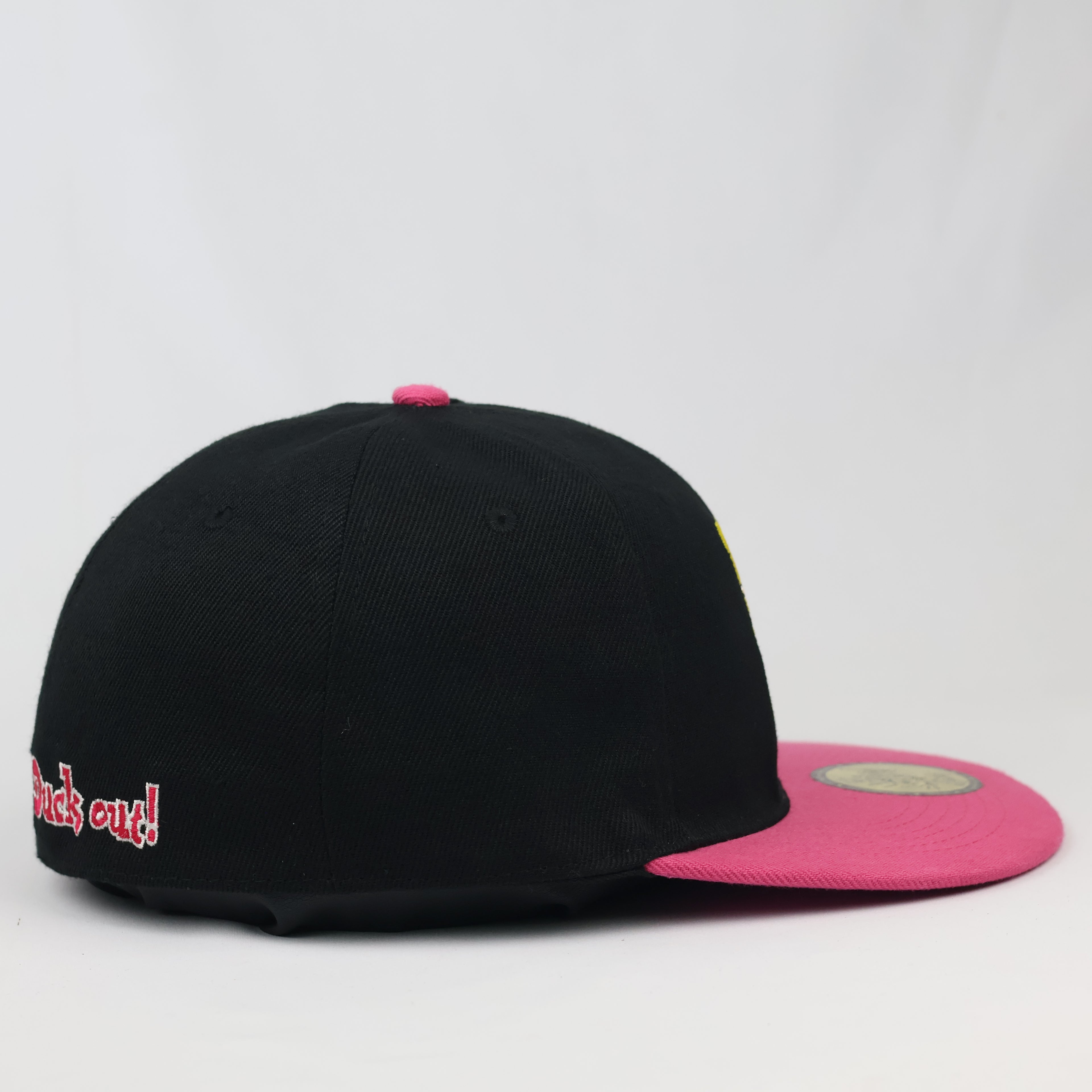 Vintage Flügel Black & Pink Embroidered Duck Logo Flat Brim Hat