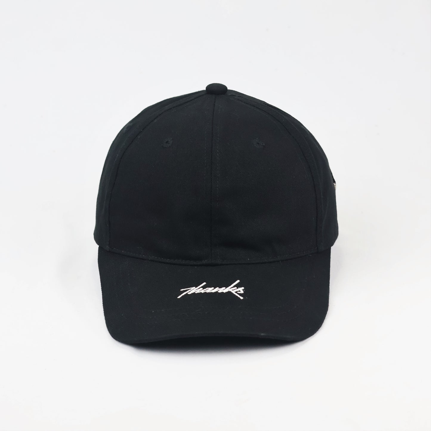 Minimalist Black "Thanks" Embroidered Baseball Cap - Adjustable
