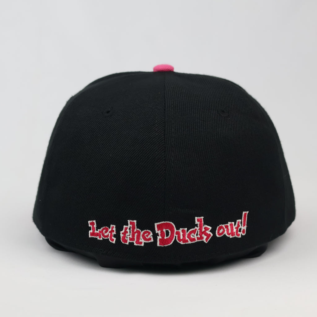 Vintage Flügel Black & Pink Embroidered Duck Logo Flat Brim Hat