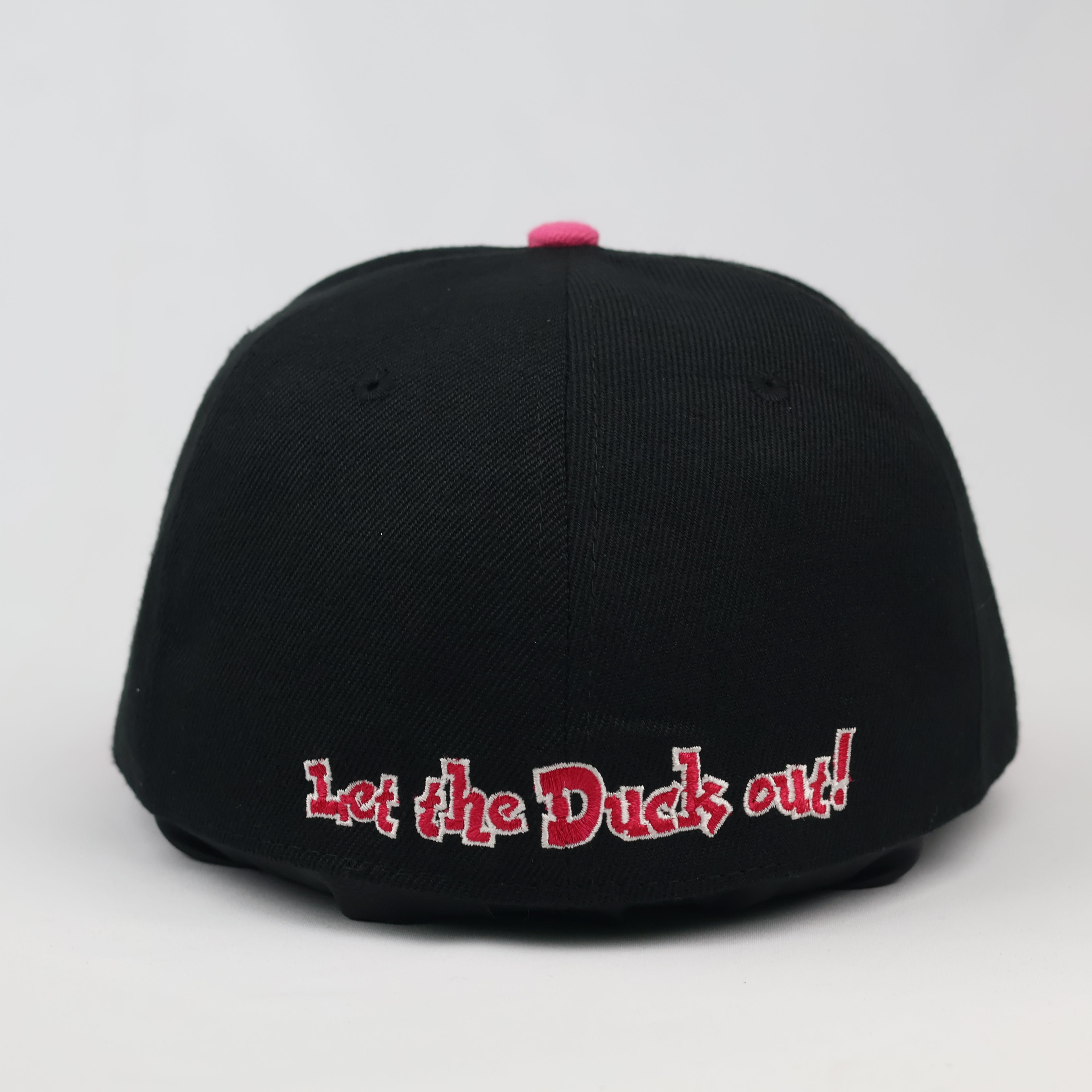 Vintage Flügel Black & Pink Embroidered Duck Logo Flat Brim Hat