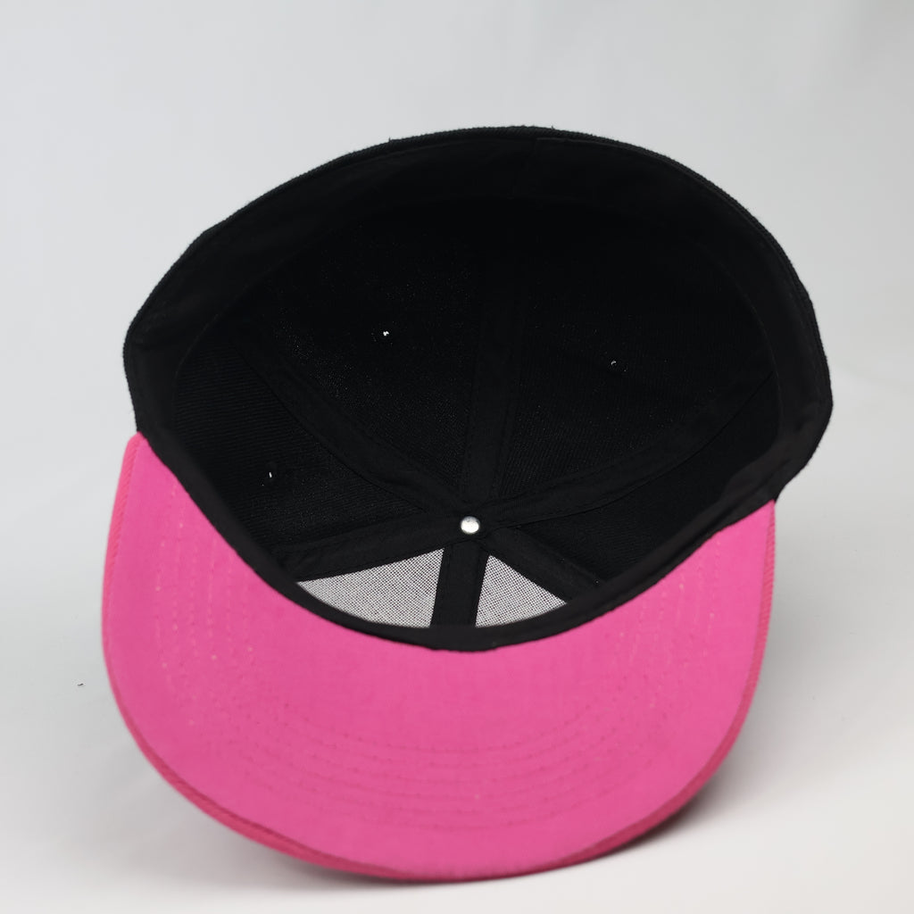 Vintage Flügel Black & Pink Embroidered Duck Logo Flat Brim Hat
