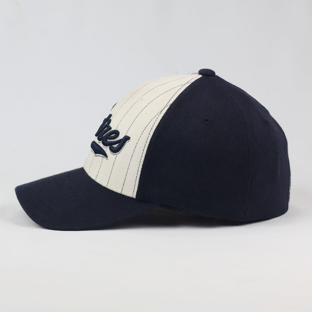 Vintage-Style Padres Script Snapback Hat - Navy Blue/Cream Pinstripe