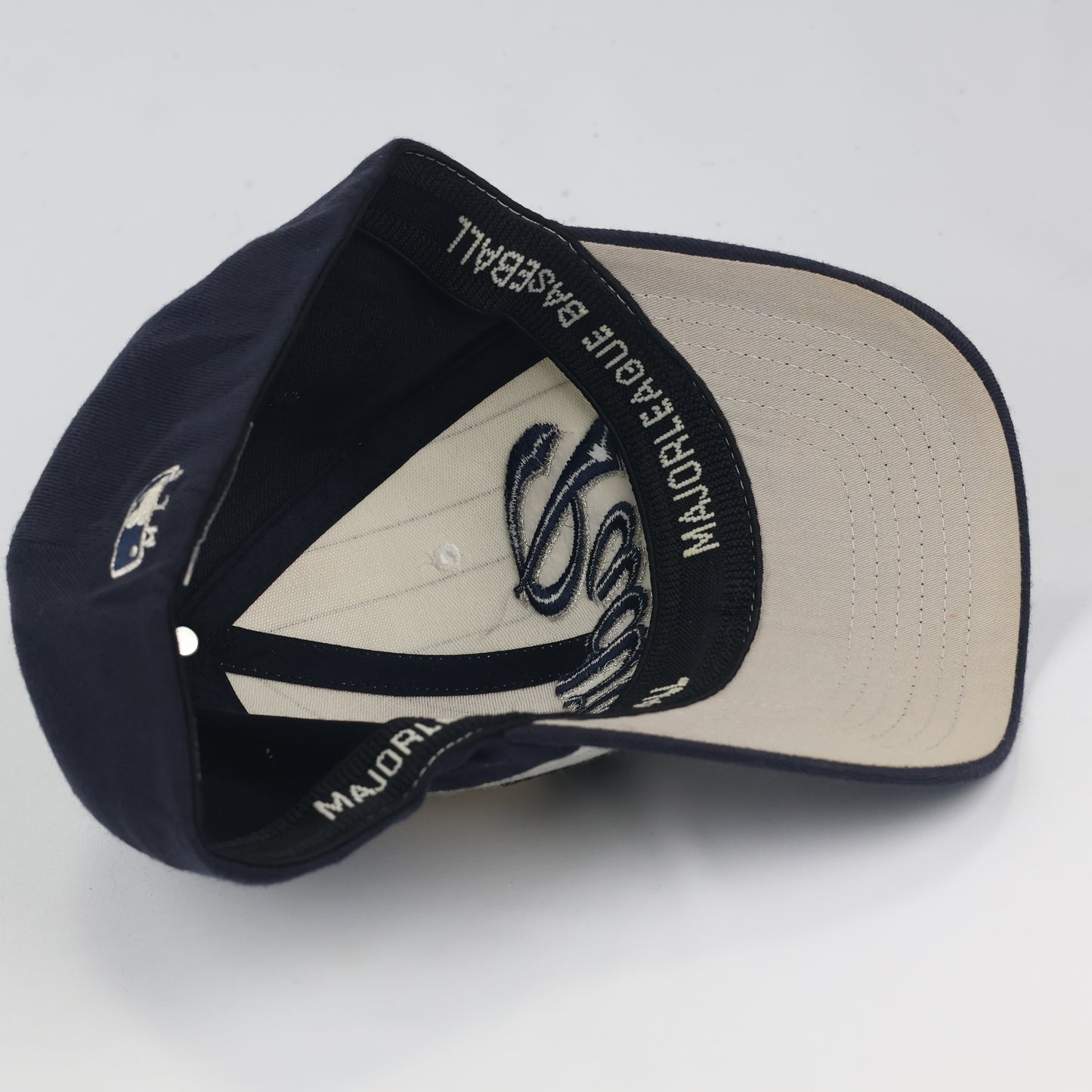 Vintage-Style Padres Script Snapback Hat - Navy Blue/Cream Pinstripe
