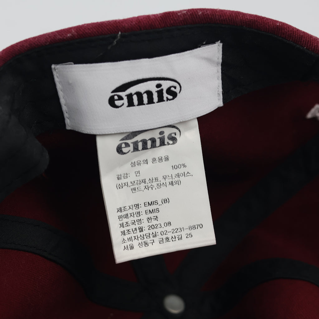 Thrifted Emis Korean Streetwear Maroon Strapback Baseball Cap