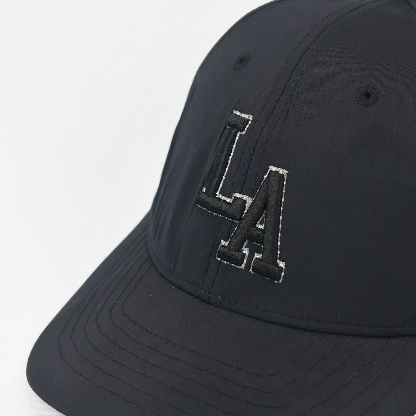LA Graphic Baseball Thrifted Cap - Breathable Black Performance Hat XXL