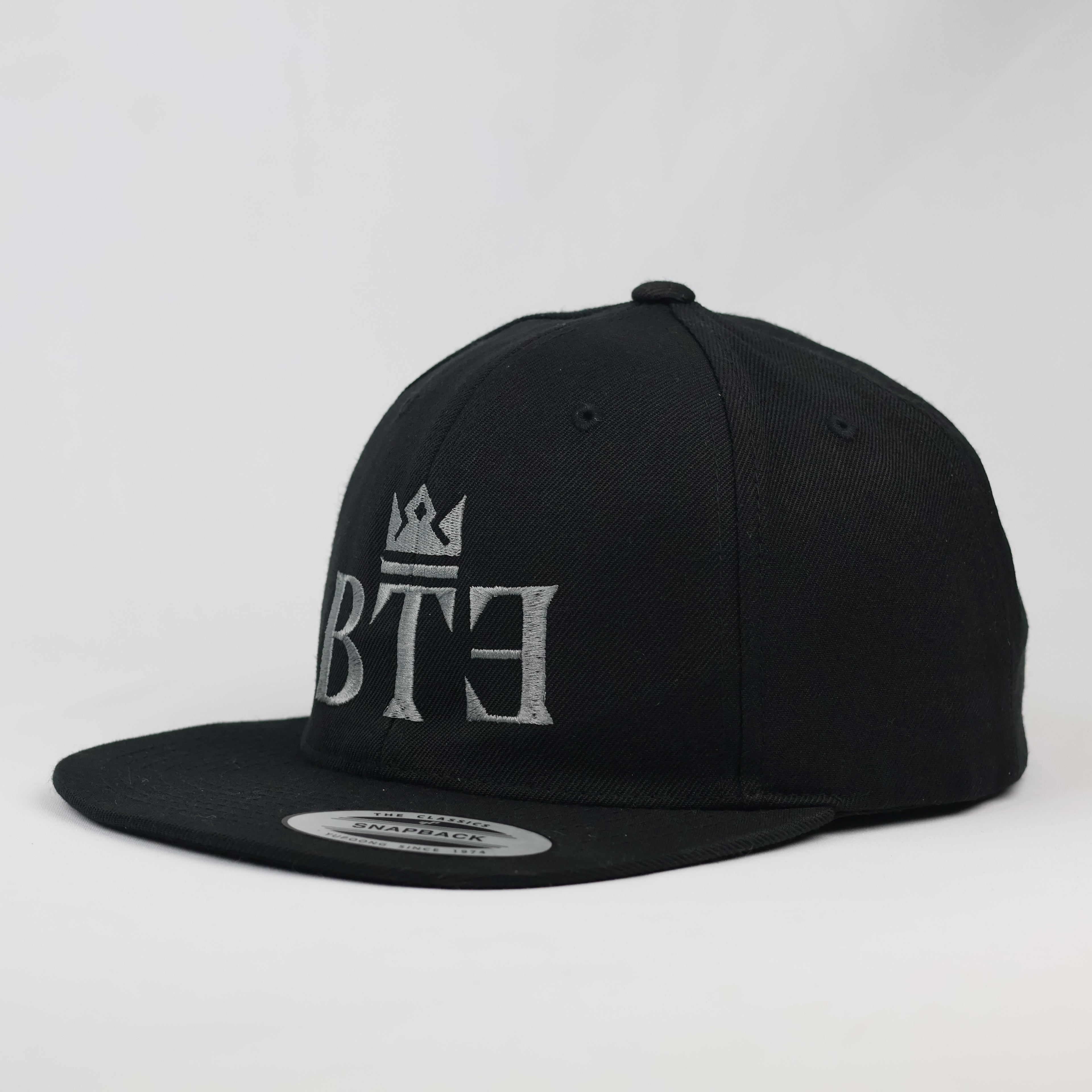 Thrifted Yupoong Black Flat Brim BTE Embroidered Skate Cap