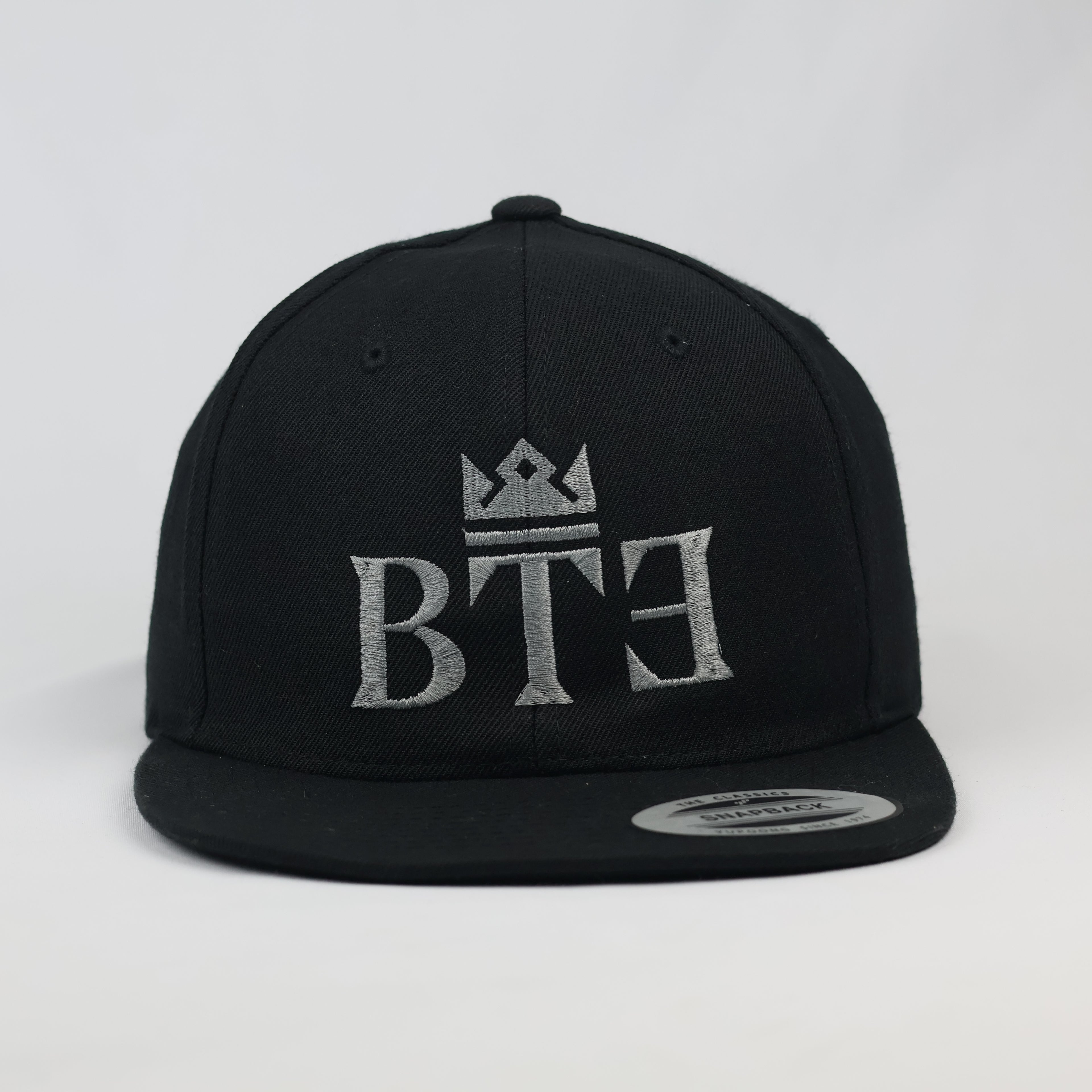 Thrifted Yupoong Black Flat Brim BTE Embroidered Skate Cap