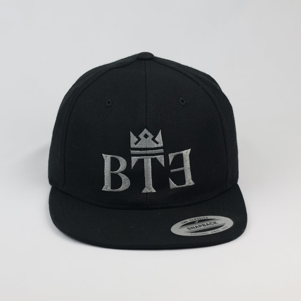 Thrifted Yupoong Black Flat Brim BTE Embroidered Skate Cap