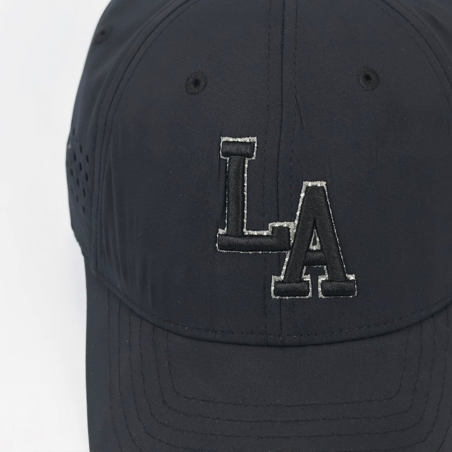 LA Graphic Baseball Thrifted Cap - Breathable Black Performance Hat XXL