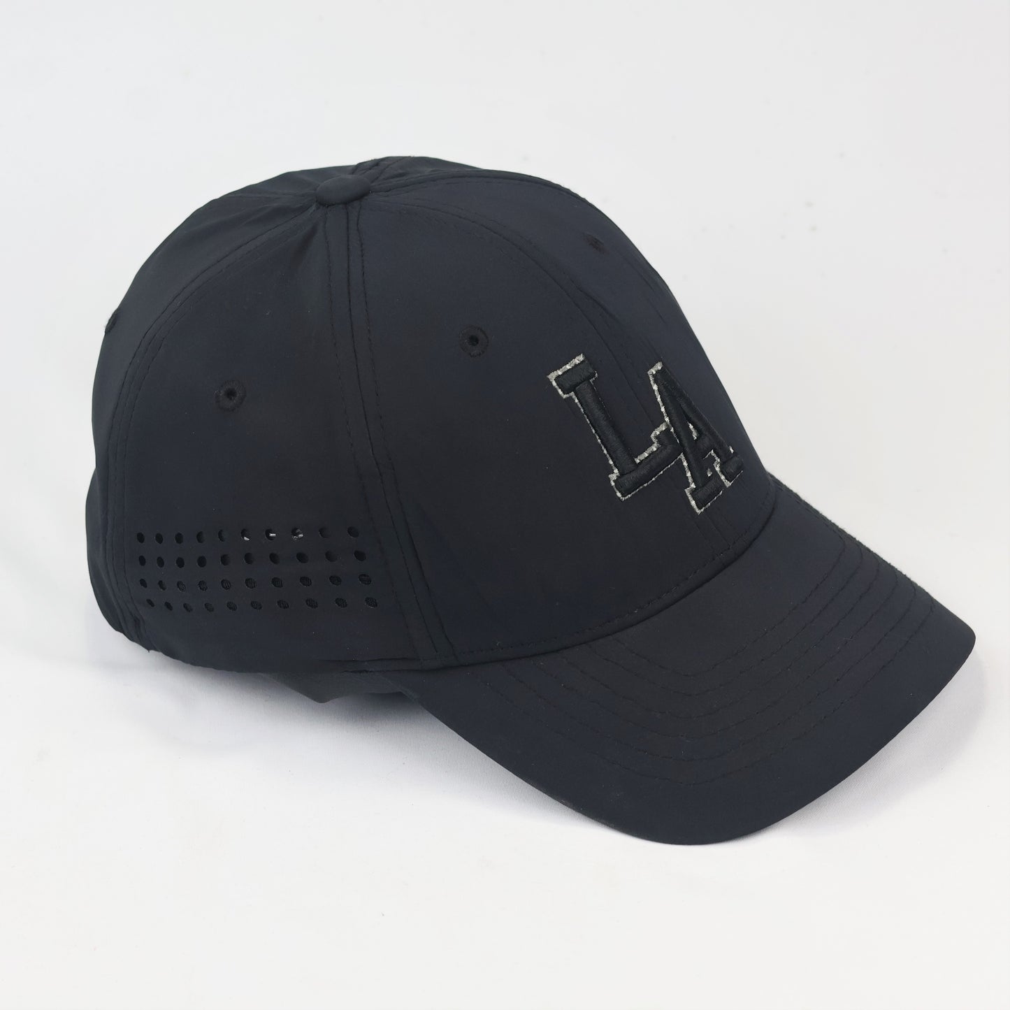 LA Graphic Baseball Thrifted Cap - Breathable Black Performance Hat XXL