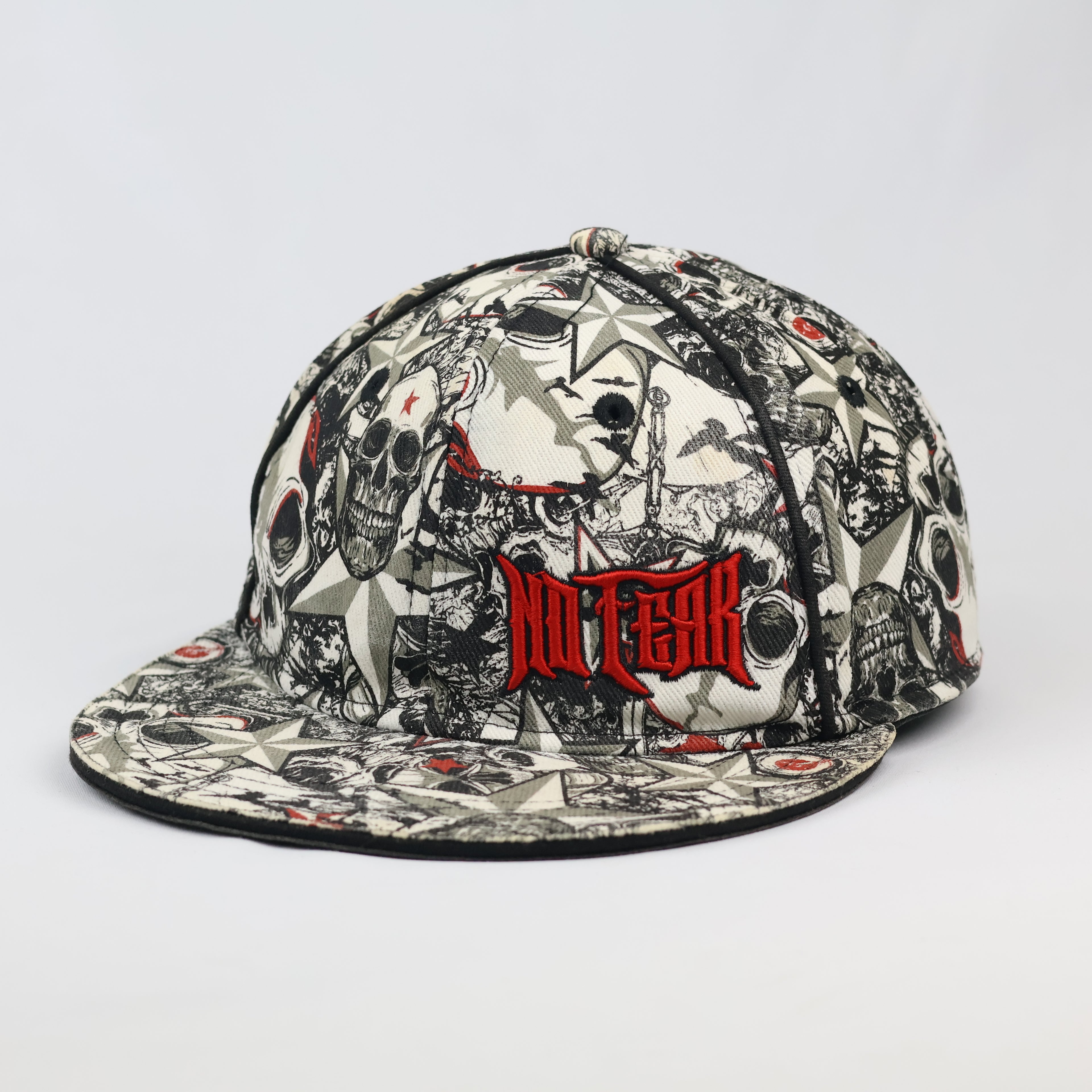 Thrifted No Fear Red Embroidered Logo Flat Brim Skate Cap